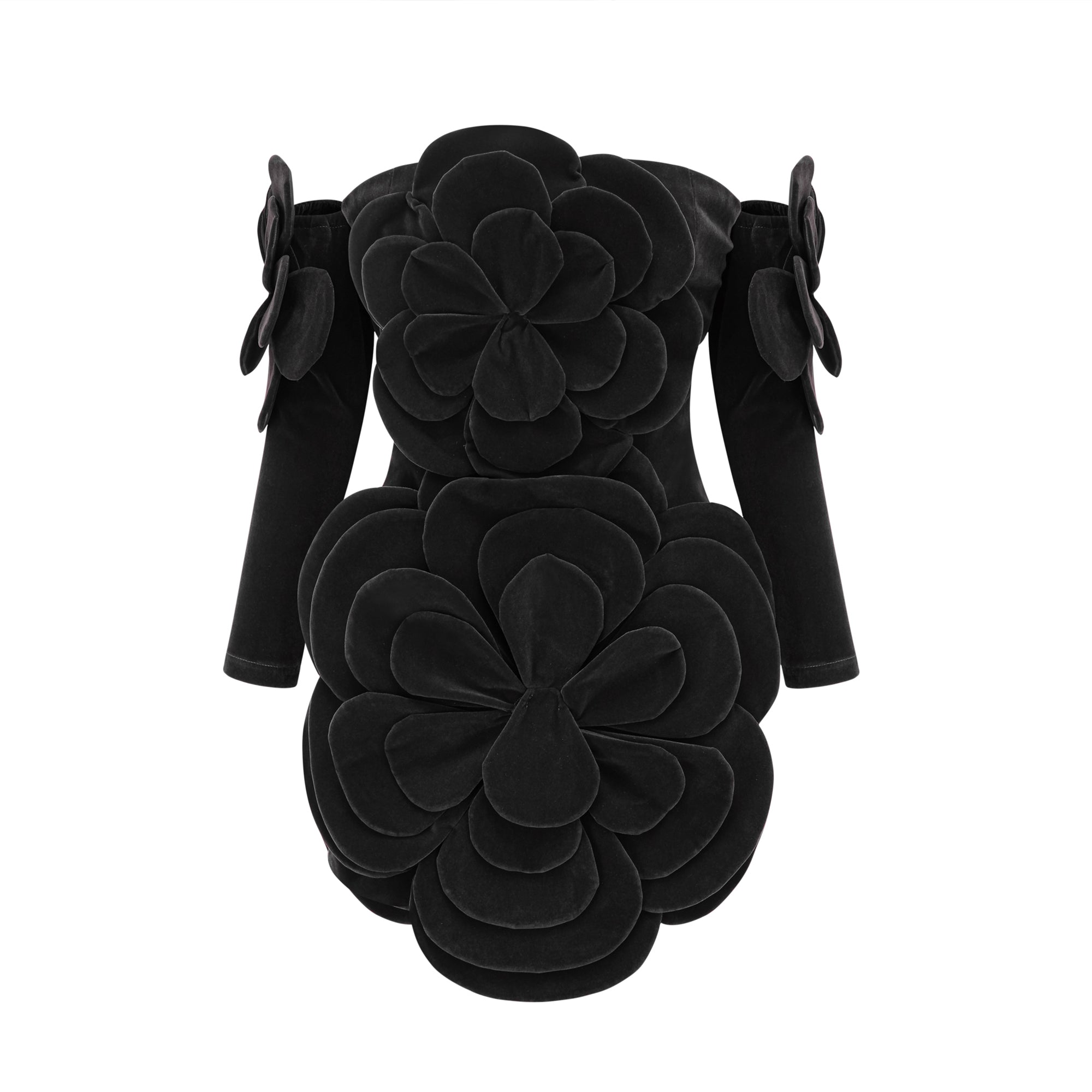 Azura floral-appliqué mini dress in Black (Final Sale-US Only)
