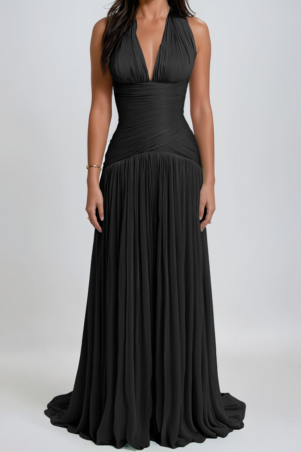 Uranie Red Gathered Maxi Dress