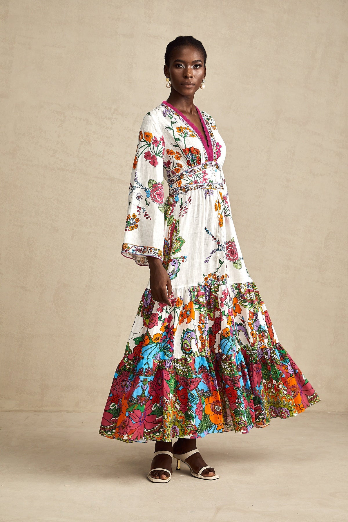 Hélène floral-print V-neck midi dress