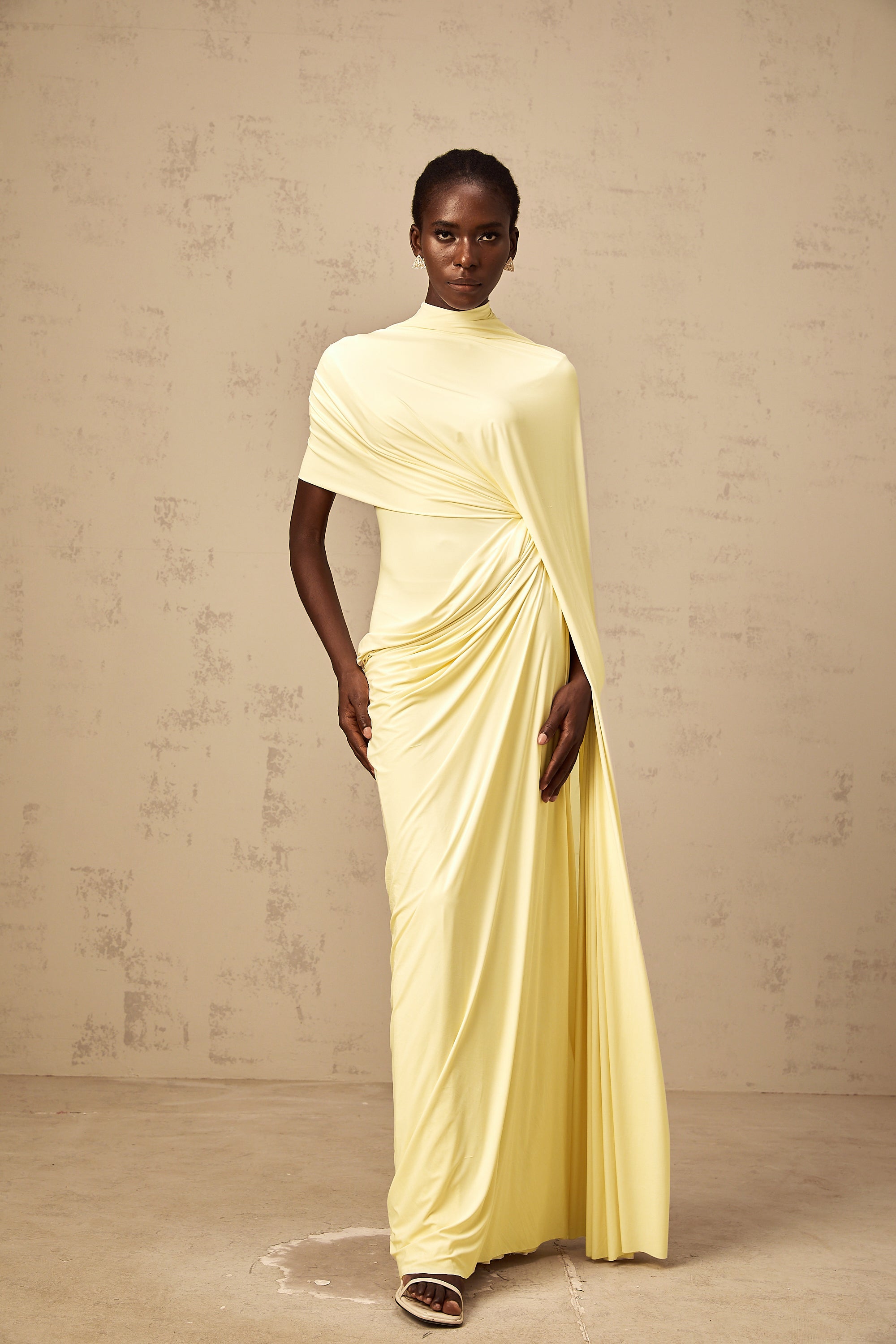 Fenella asymmetrical draped cape & dress matching set