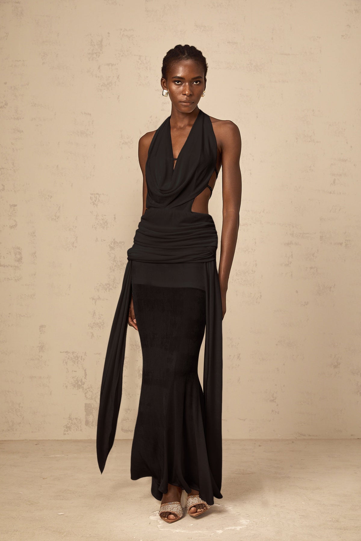 Déotille halterneck backless maxi dress in Black (Final Sale-US Only)