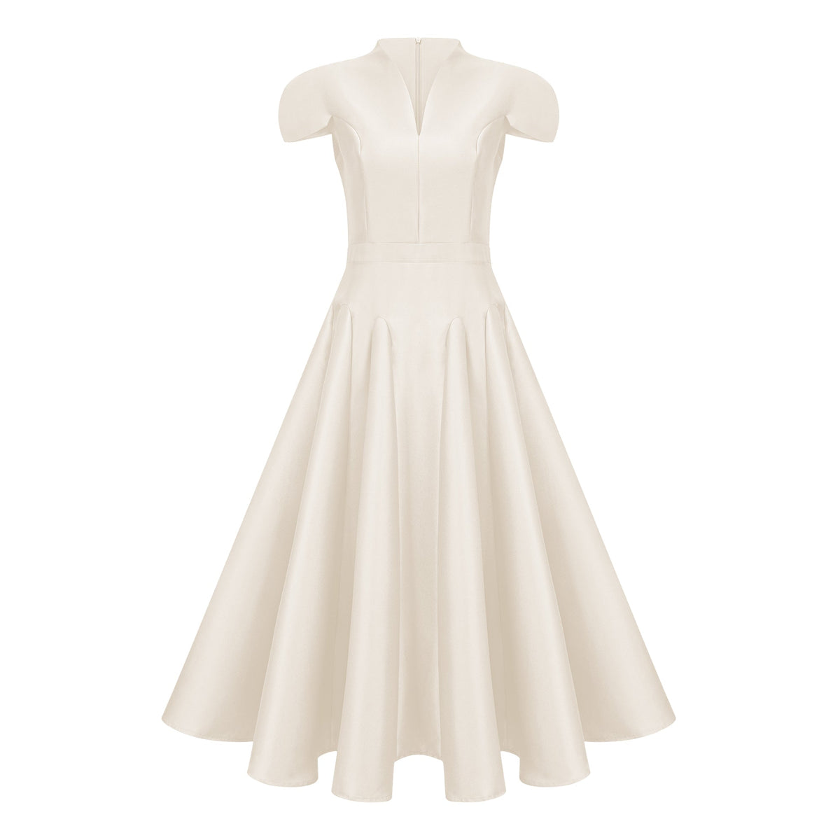 Aventin White Godet Design Midi Dress (Final Sale-US Only)