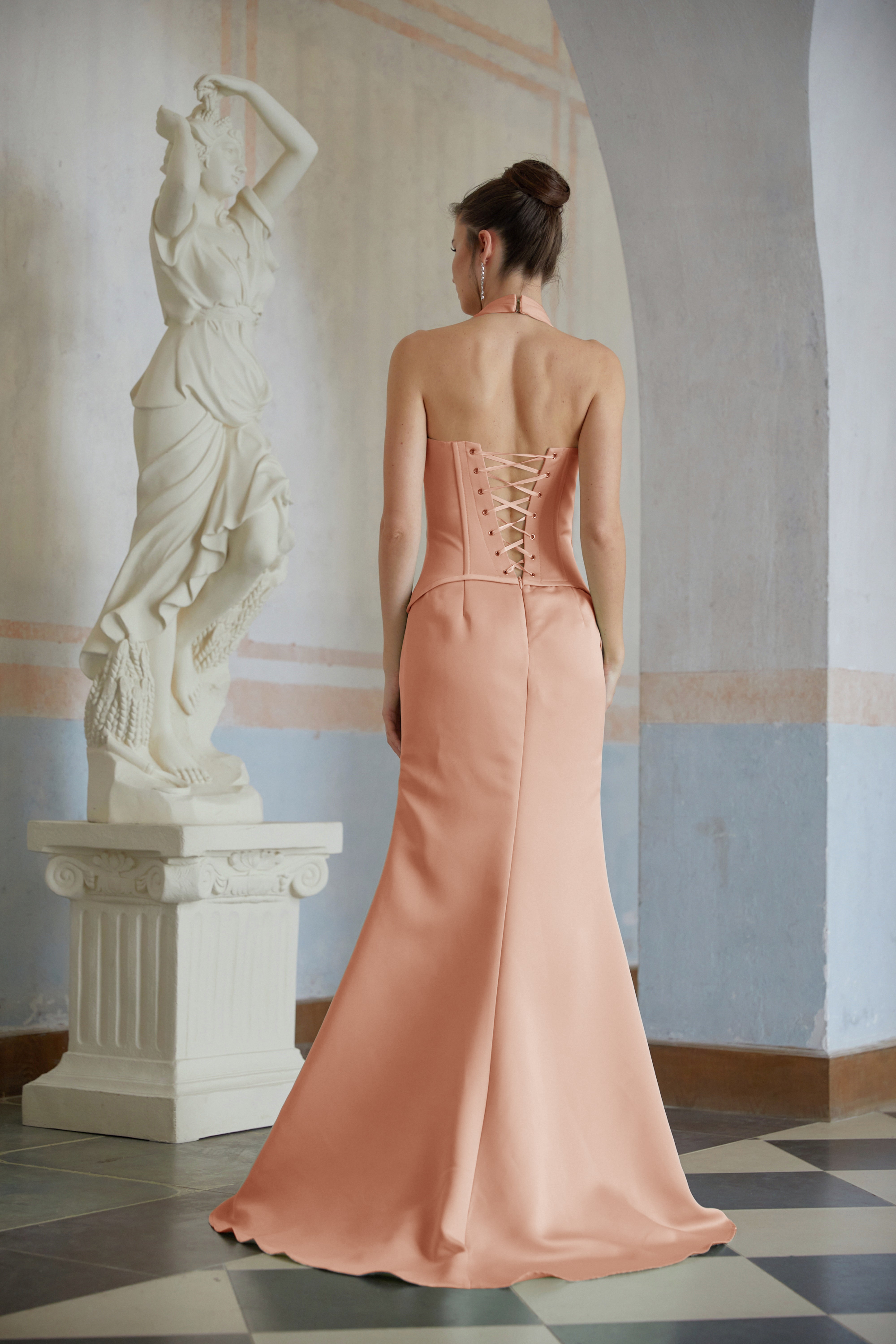 Aurélie Orange Halterneck Mermaid Maxi Dress (Final Sale-US Only)