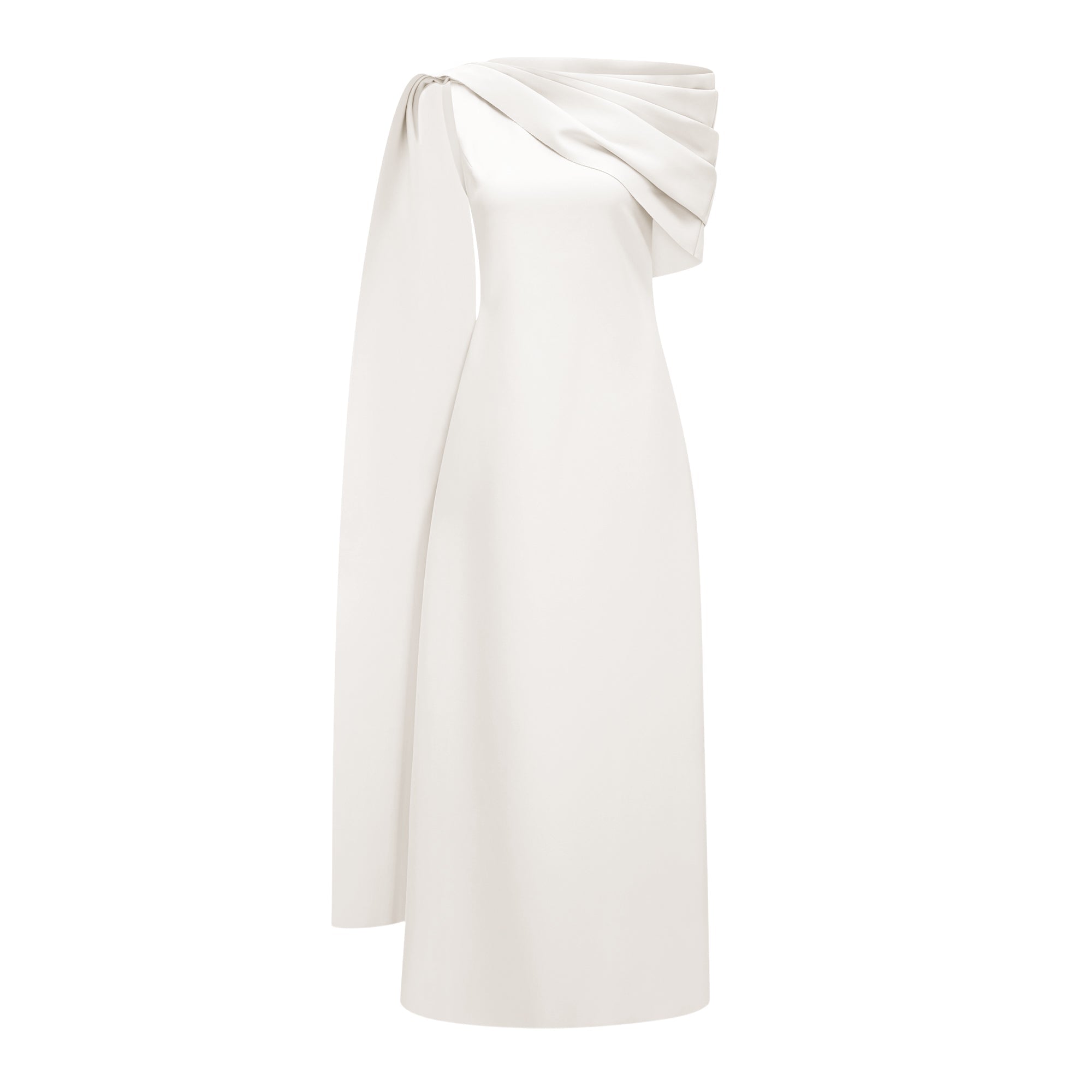 Annabelle White Cape-Design Ribbon Maxi Dress (Final Sale-US Only)