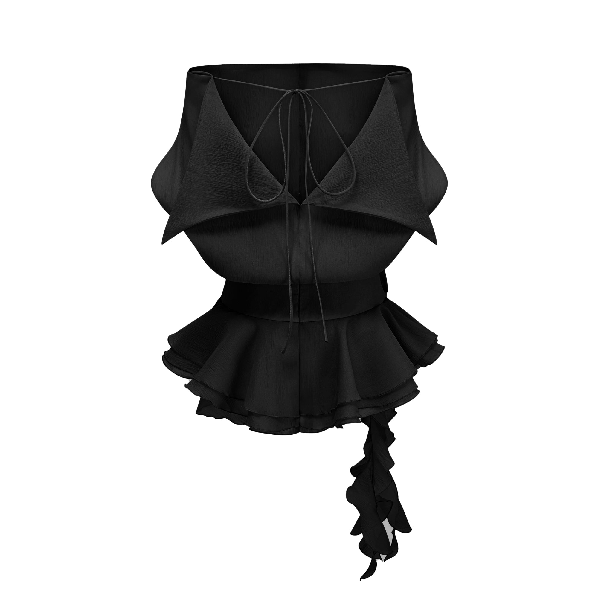 Amélie Black Floral Appliqué Flounced Mini Dress (Final Sale-US Only)