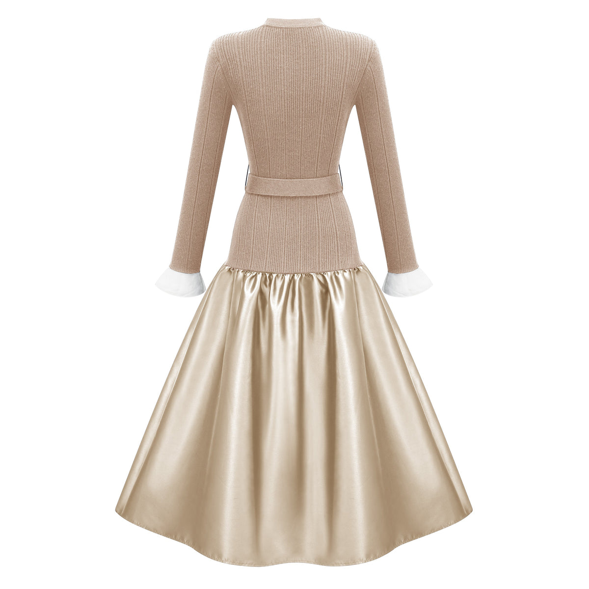 Fern Gold Satin Panel Knit Midi Dress (Final Sale-US Only)
