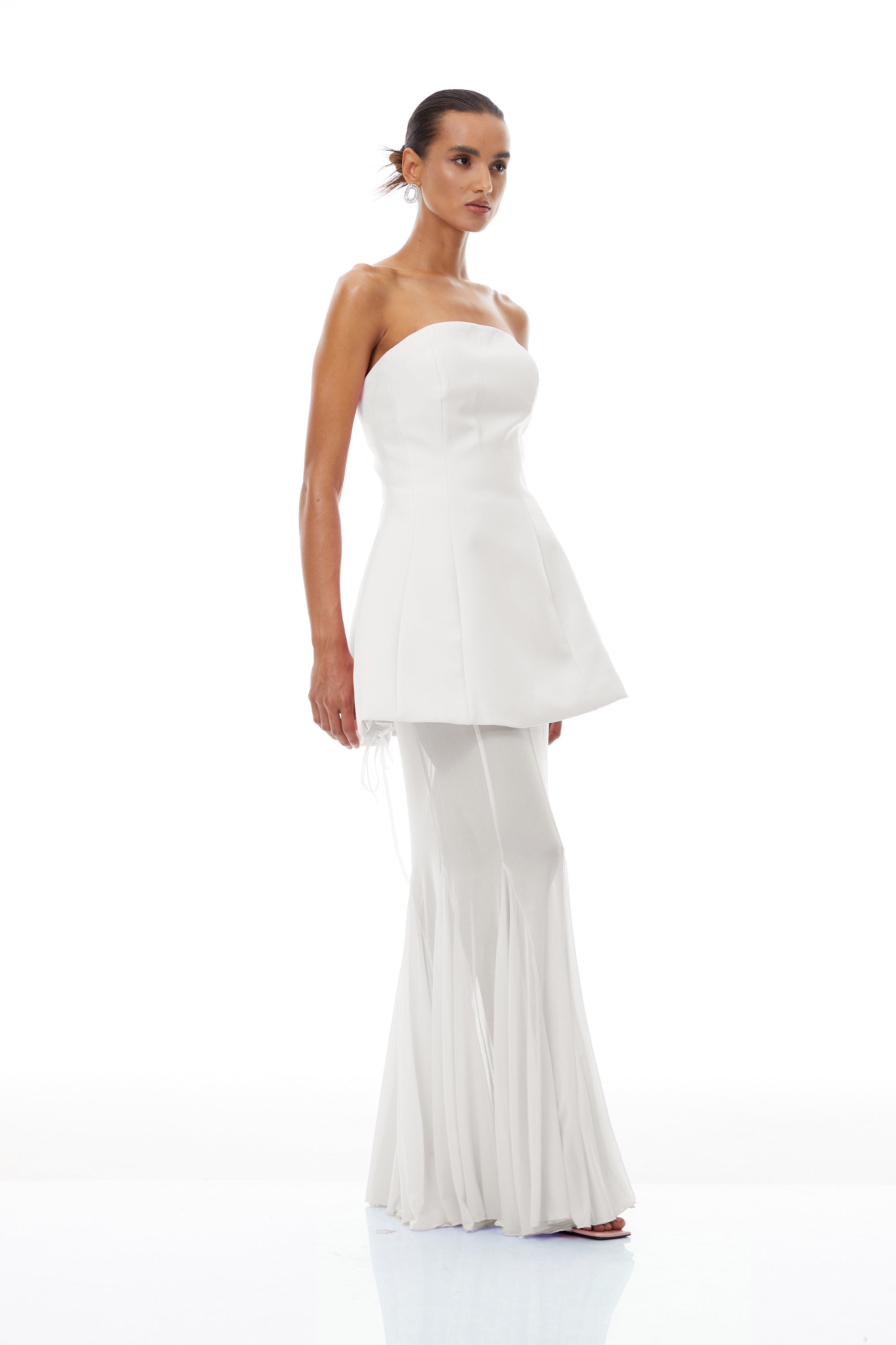 Mélanie White Corset Dress & Mesh Skirt Set