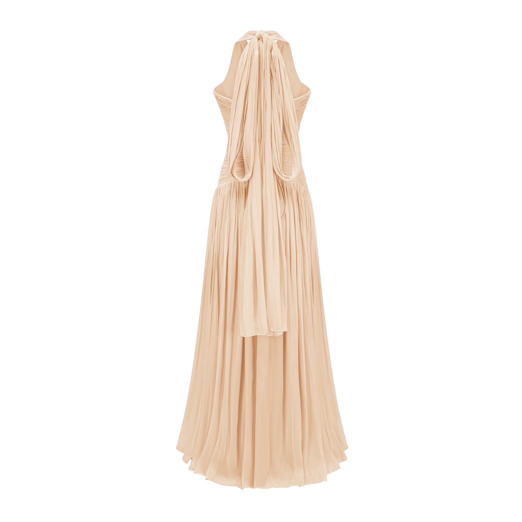 Térébenthine Neutral Glossy Gathered Maxi Dress