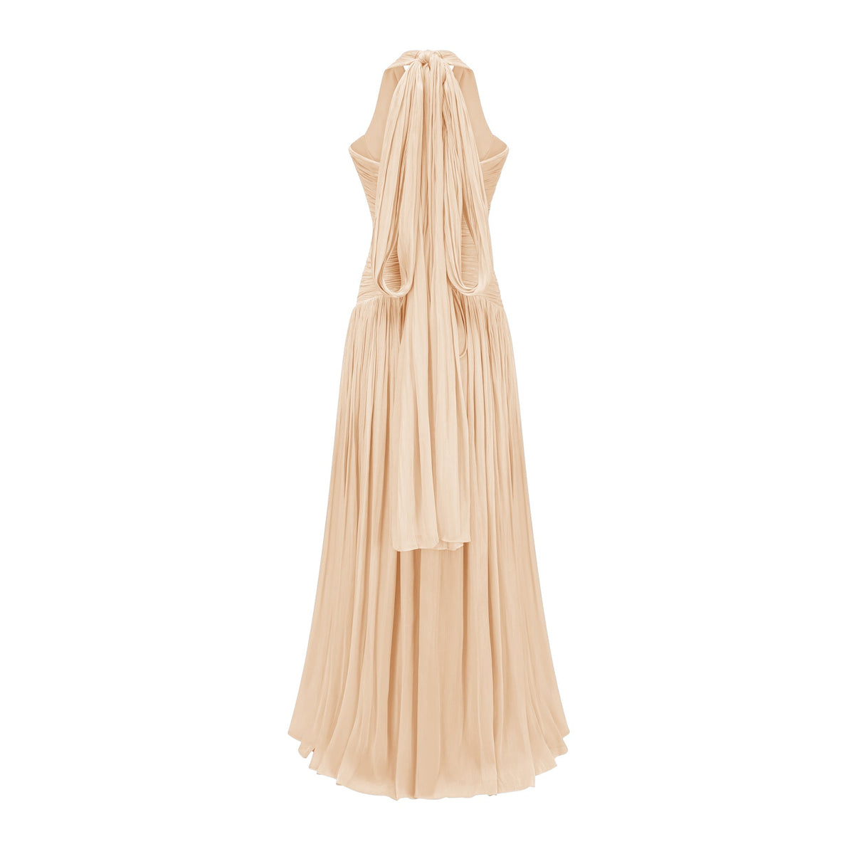 Térébenthine Neutral Glossy Gathered Maxi Dress (Final Sale-US Only)