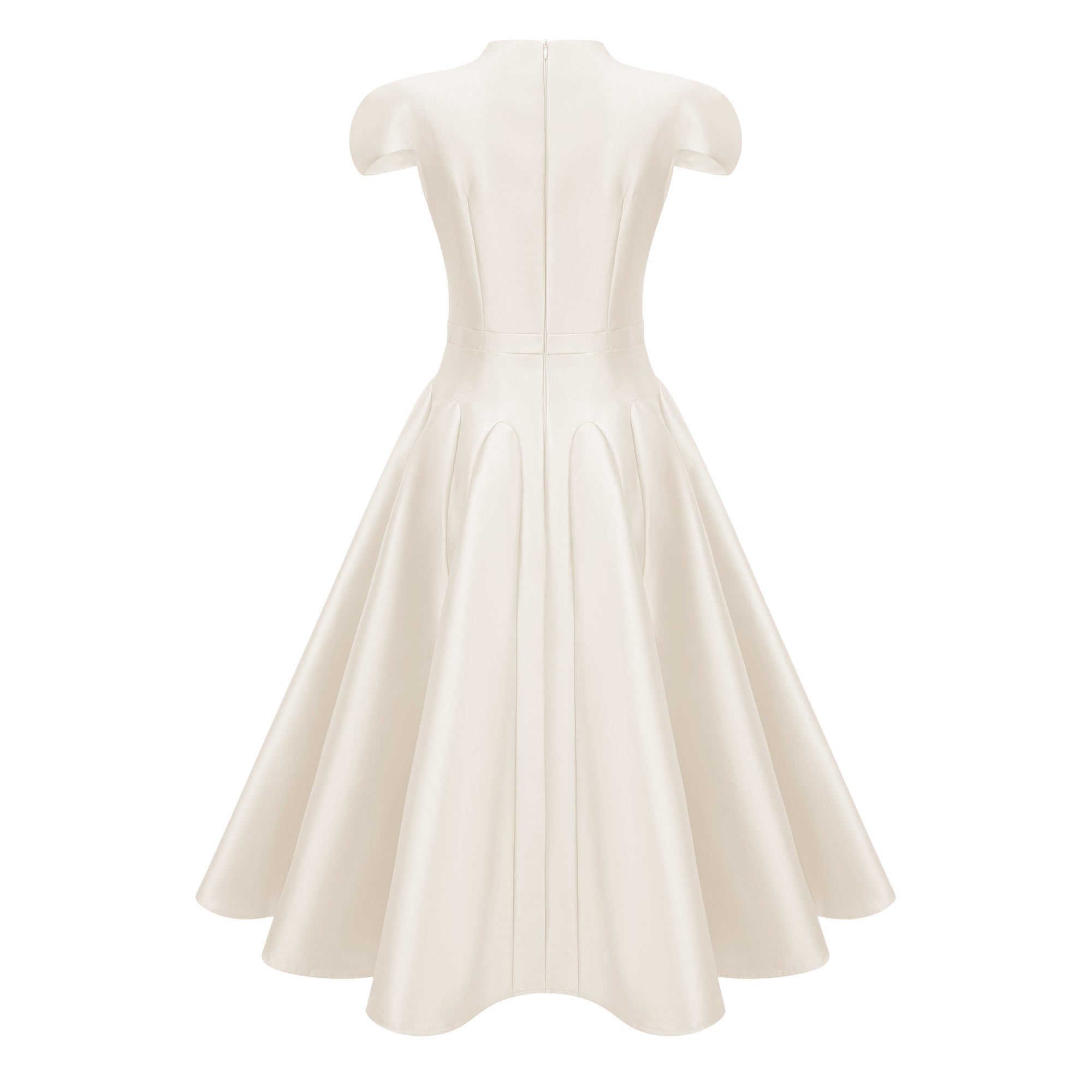 Aventin White Godet Design Midi Dress (Final Sale-US Only)
