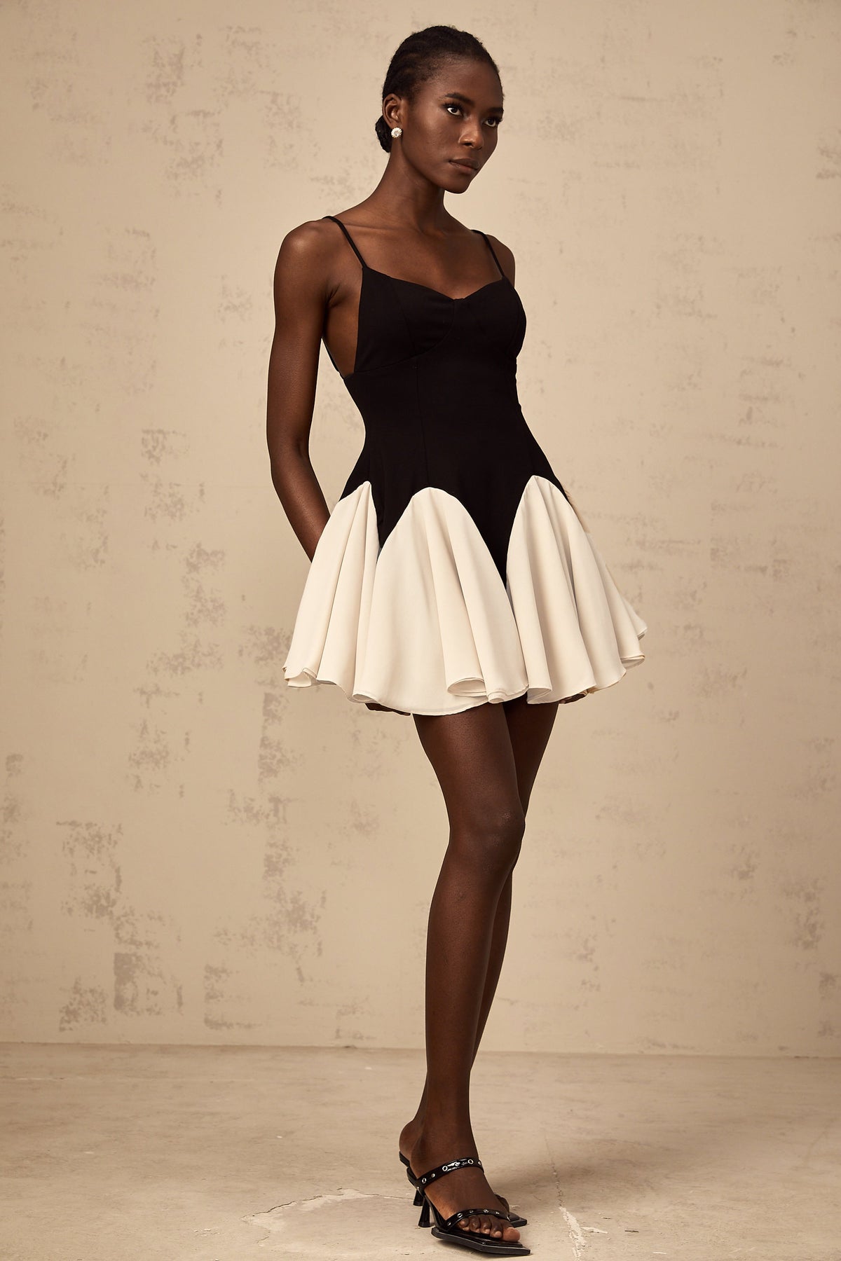 Justine color-blocked godet pleated mini dress (Final Sale-US Only)