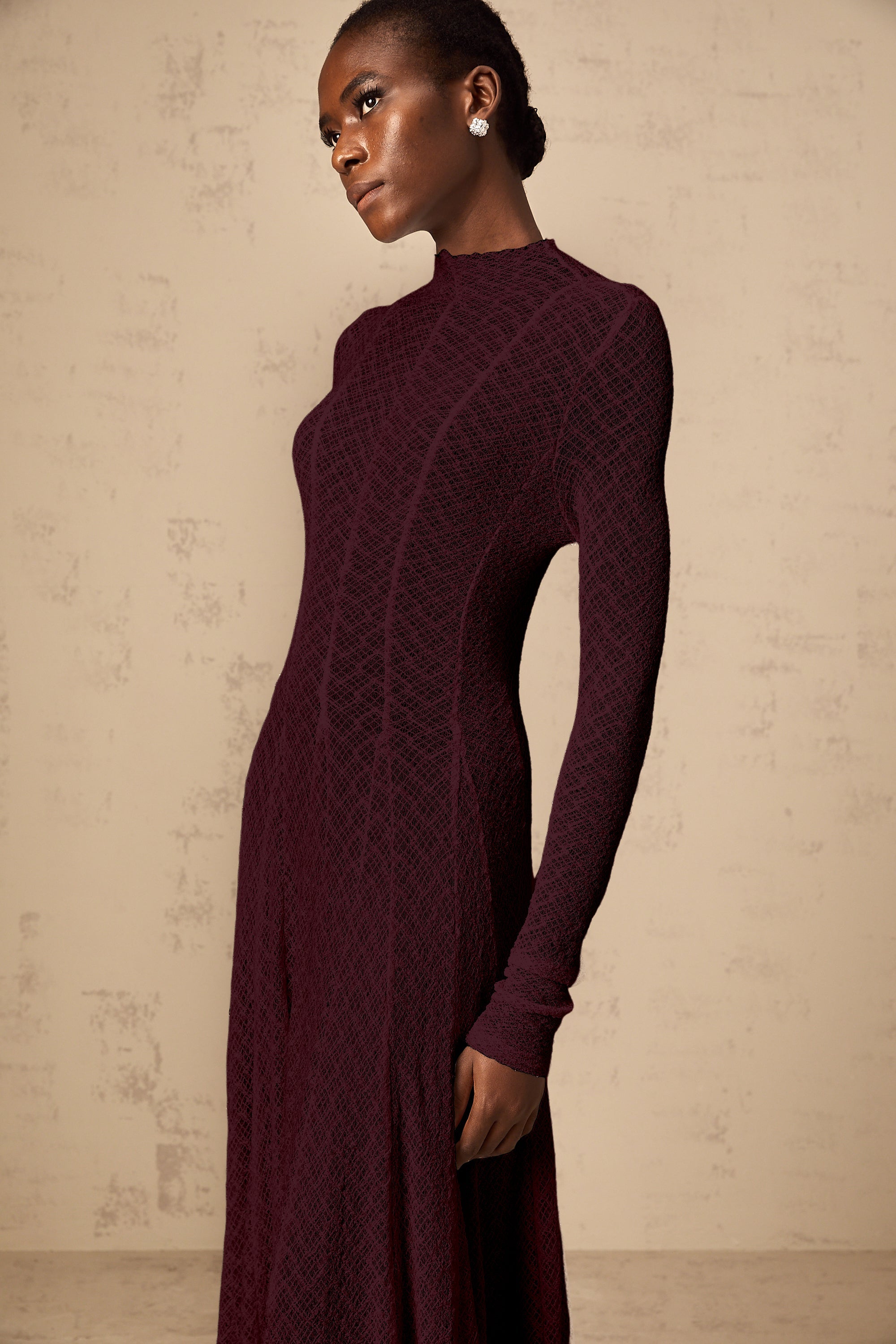 Athena wavy-pattern lace maxi dress in Red (Final Sale-US Only)