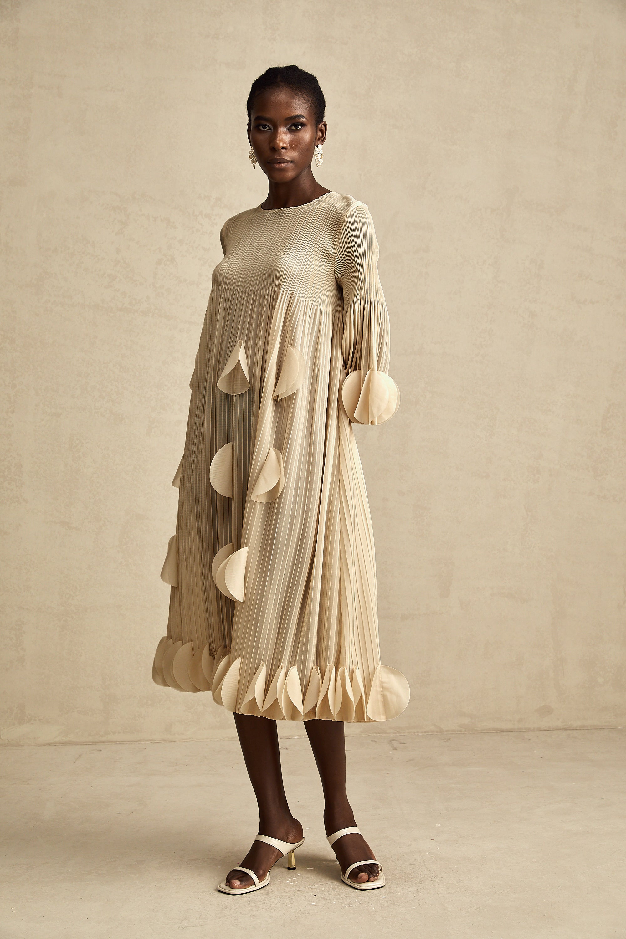 Alizée 3d-petal pleated midi dress (Final Sale)