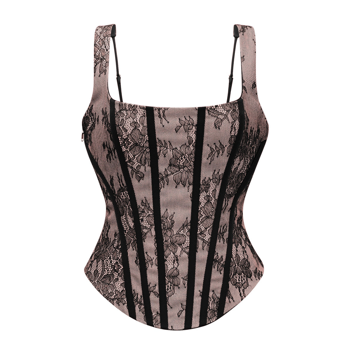 Olesya Black Lace Top & Ruched Skirt Set