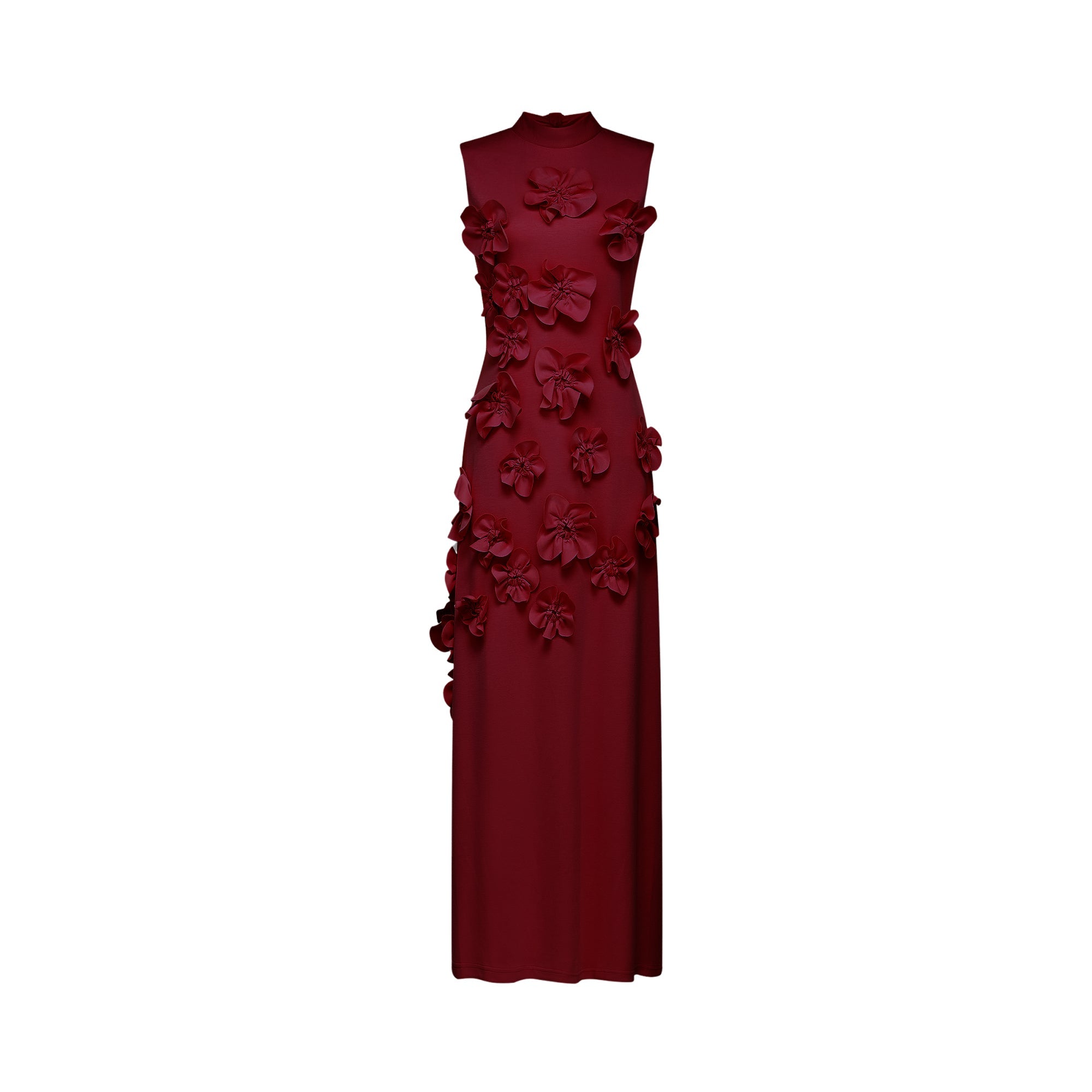 Magali Red Sleeveless Maxi Dress with Faux Flower & Bow-Tie Embellishment (Final Sale-US Only)
