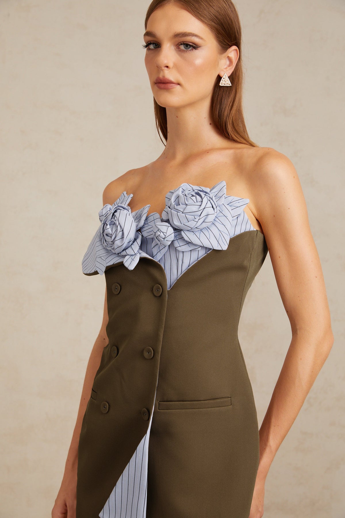 Johanna Brown Floral Panelled Mini Dress