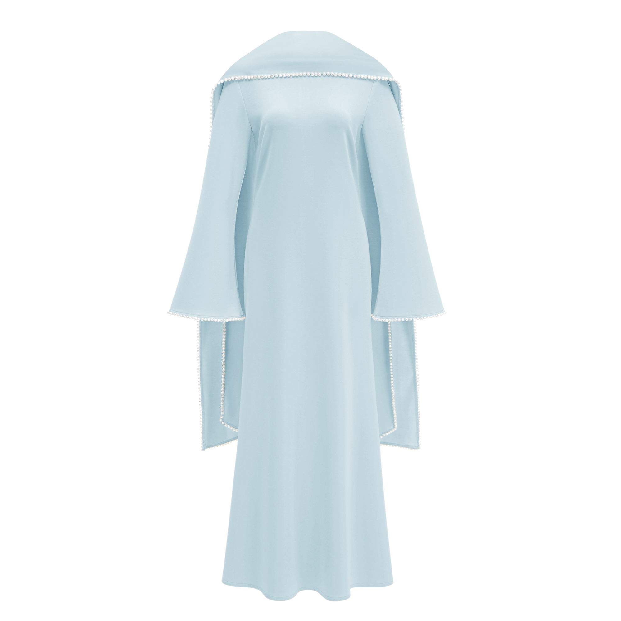 Piroska Blue Pearl Trim Shawl Detail Maxi Dress (Final Sale-US Only)