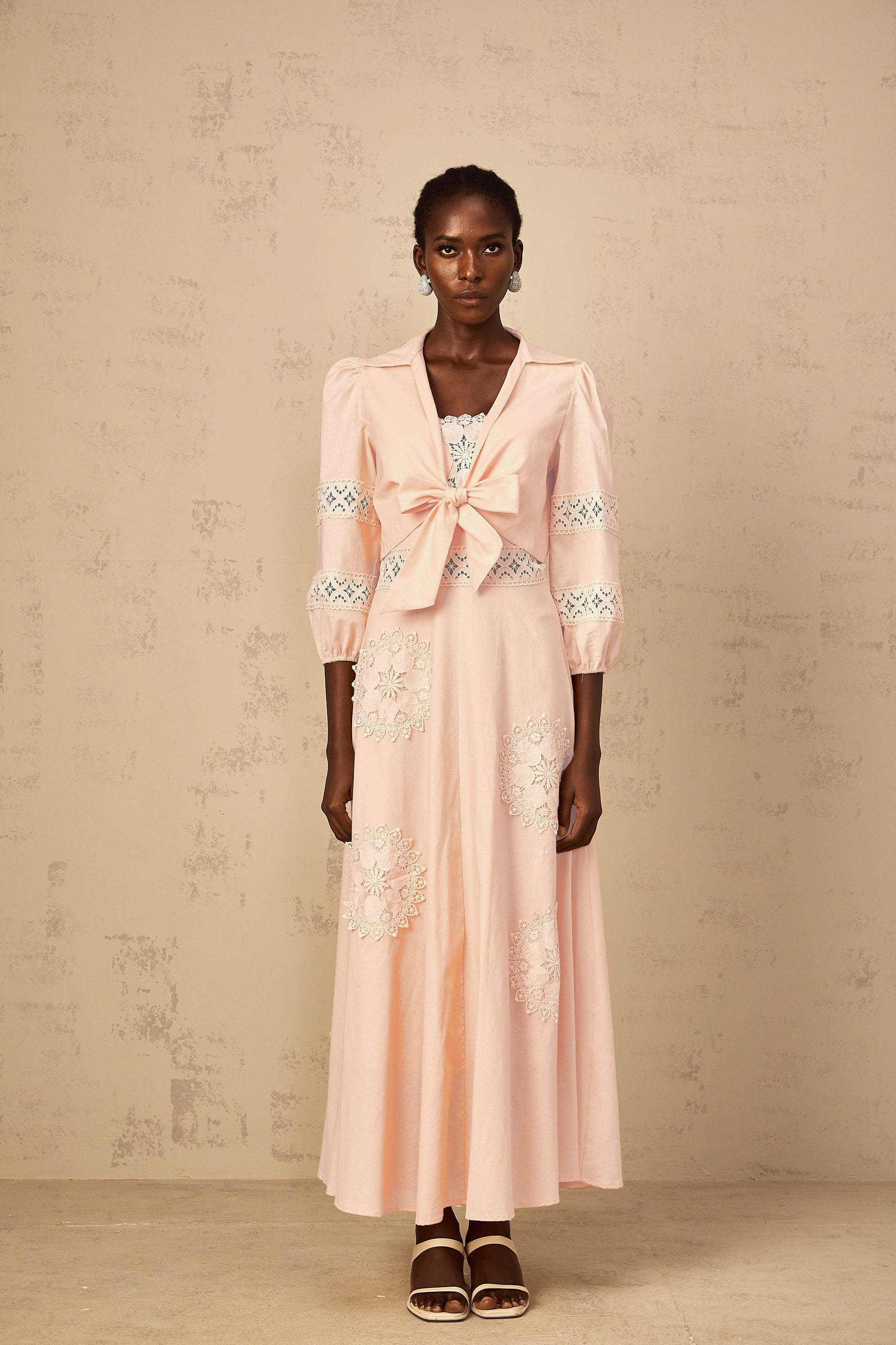 Romy Pink Floral Embroidered Blouse & Dress Set