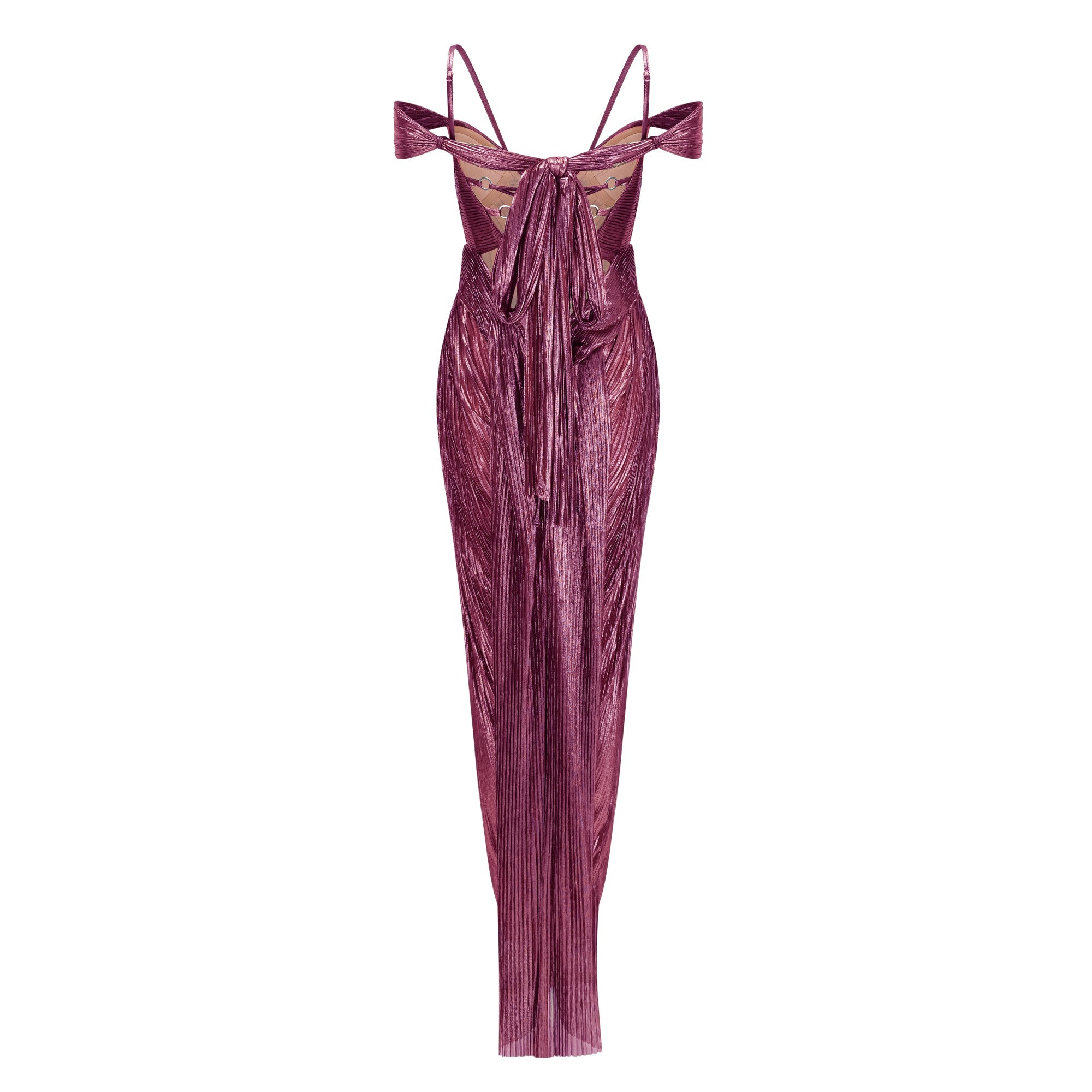 Marise Pink Draped Satin Maxi Dress