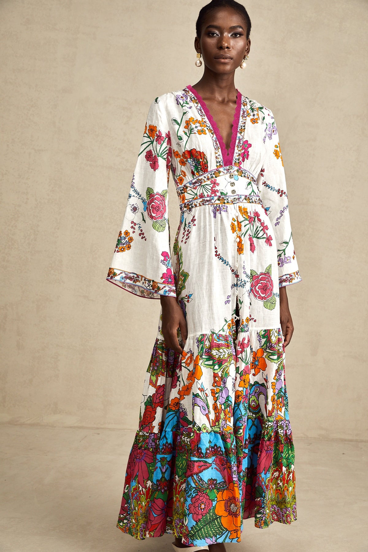 Hélène floral-print V-neck midi dress