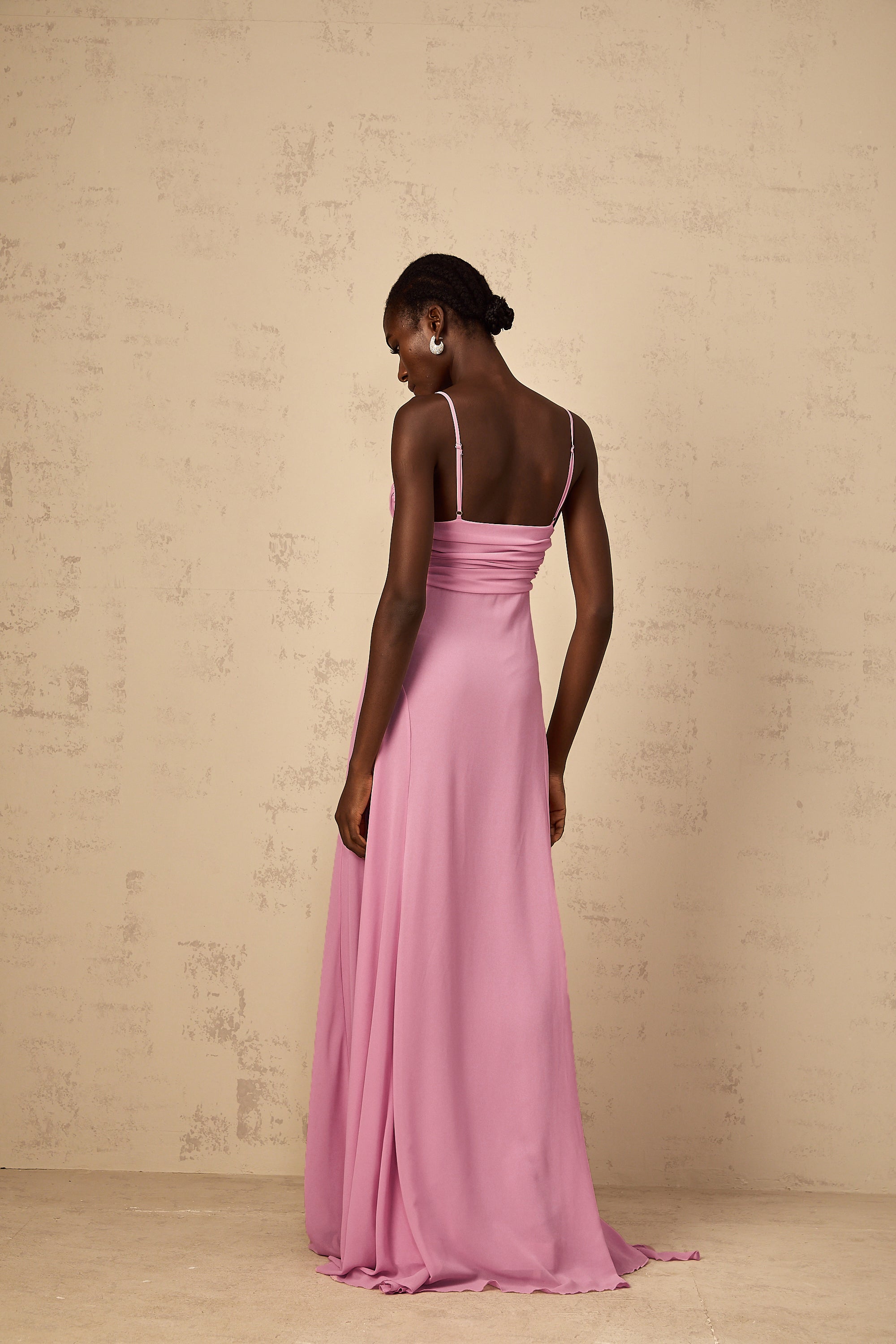 Ysandre Rose-Pink 3D Petal Tulle Maxi Dress (Final Sale-US Only)