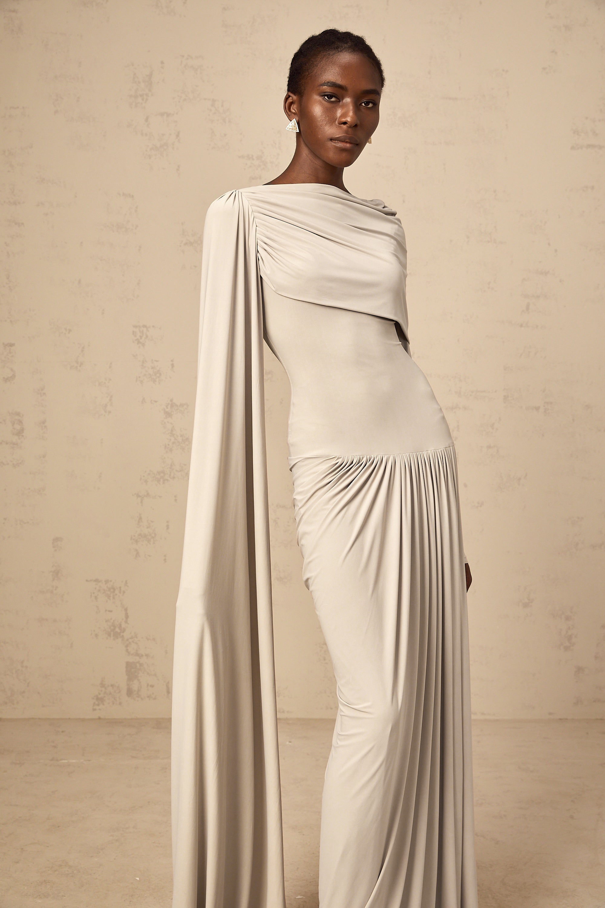 Gaëlle neutrals ribbon-design draped maxi dress (Final Sale-US Only)