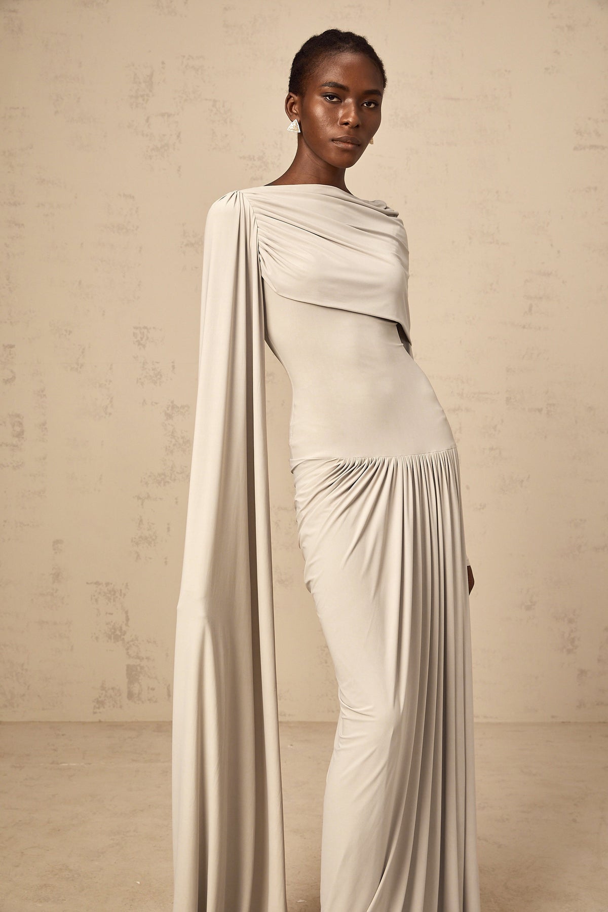 Gaëlle neutrals ribbon-design draped maxi dress (Final Sale-US Only)