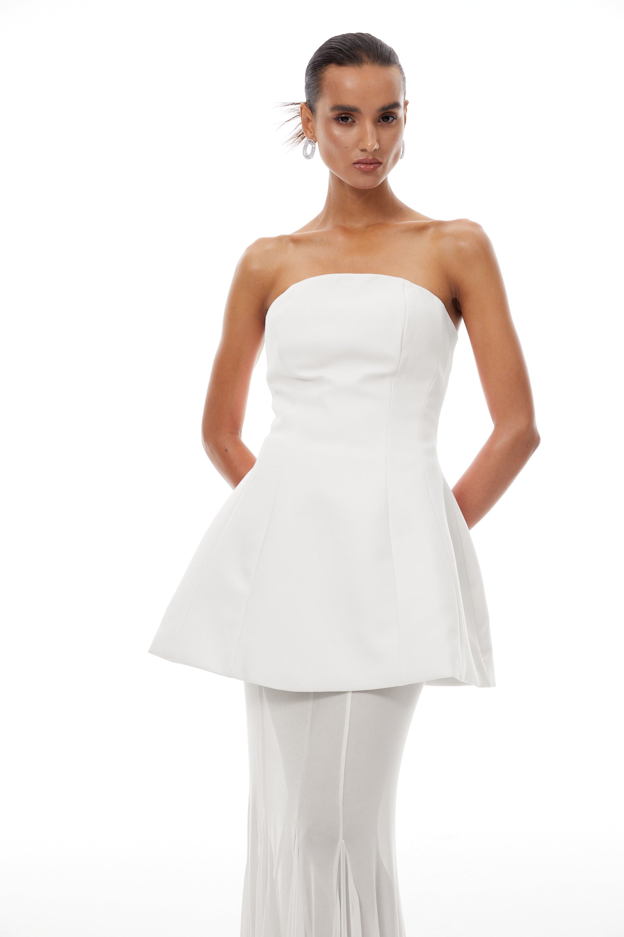 Mélanie White Corset Dress & Mesh Skirt Set