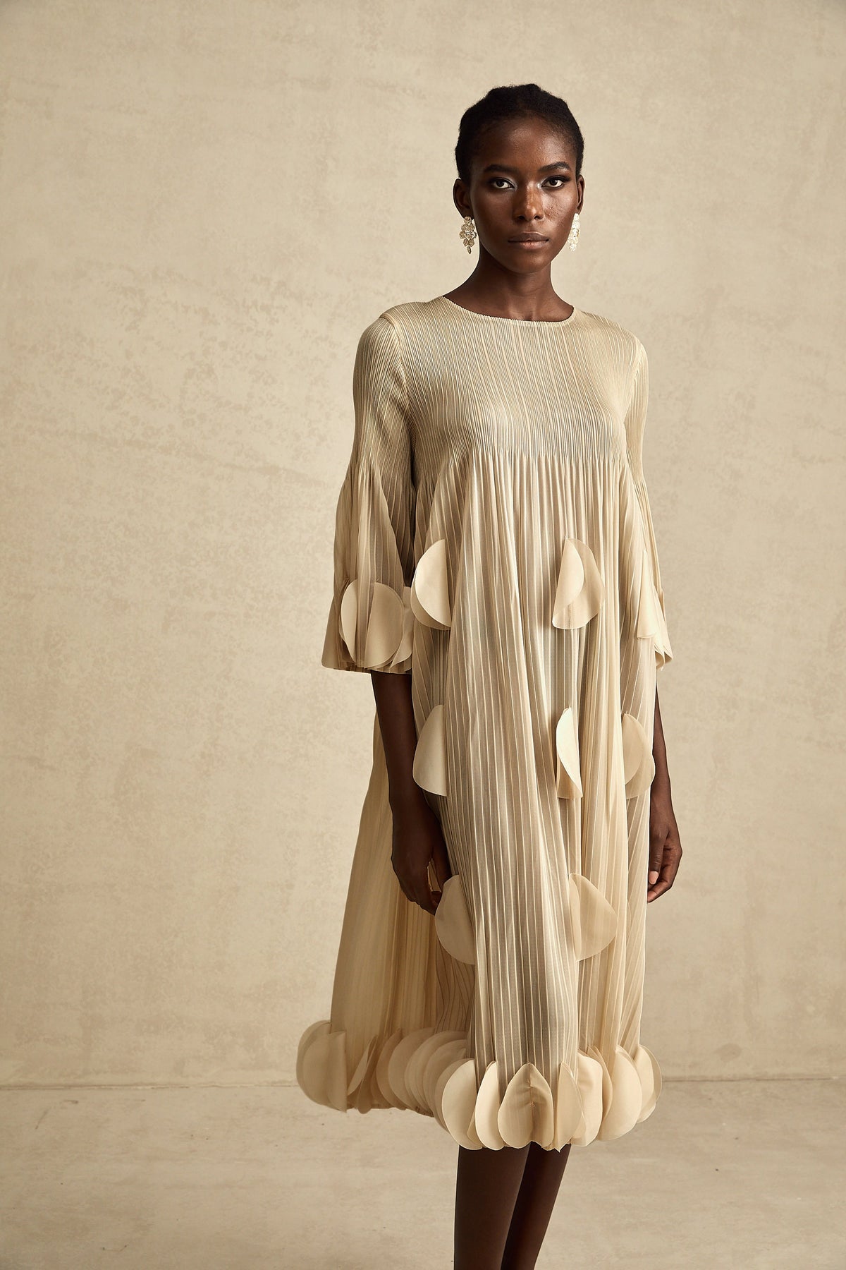 Alizée 3d-petal pleated midi dress (Final Sale)