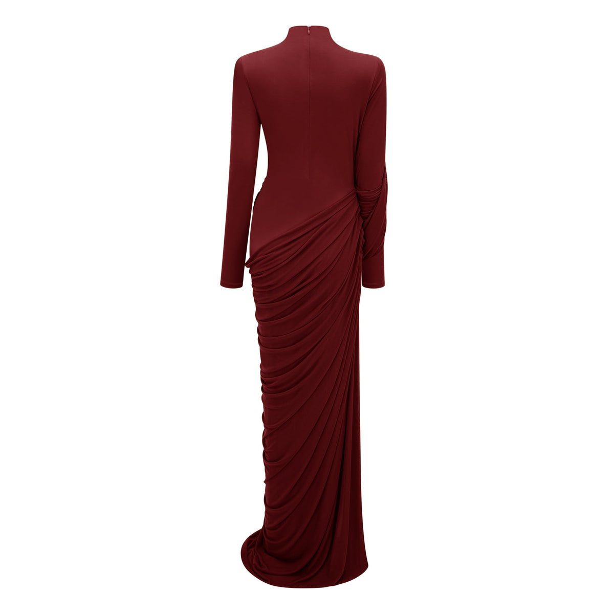 Arlette Red Asymmetrical Ruched Maxi Dress (Final Sale-US Only)
