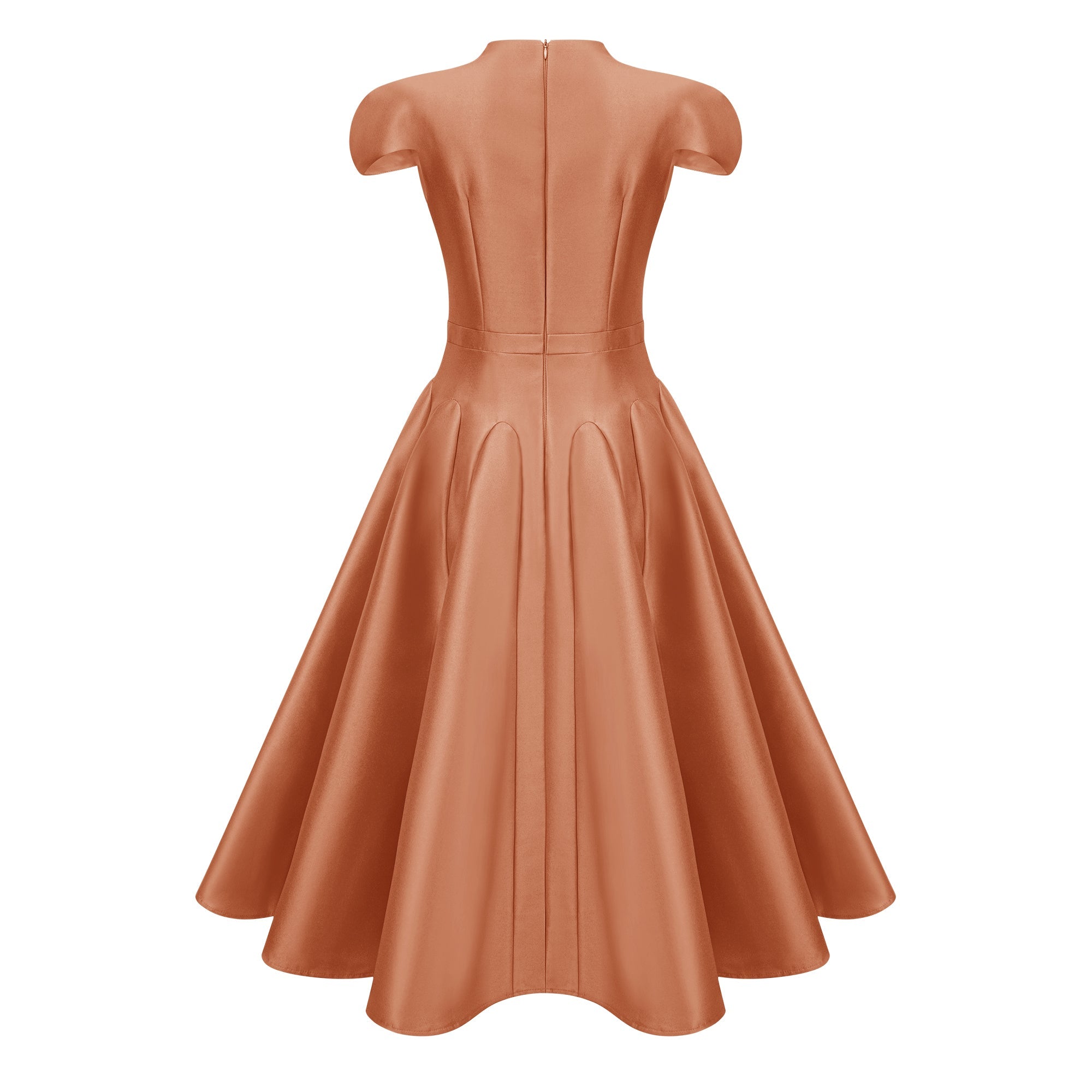 Aventin Brown Godet Design Midi Dress