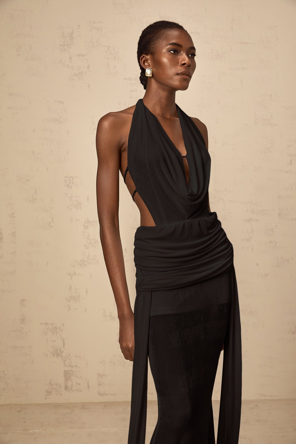Déotille halterneck backless maxi dress in Black (Final Sale-US Only)