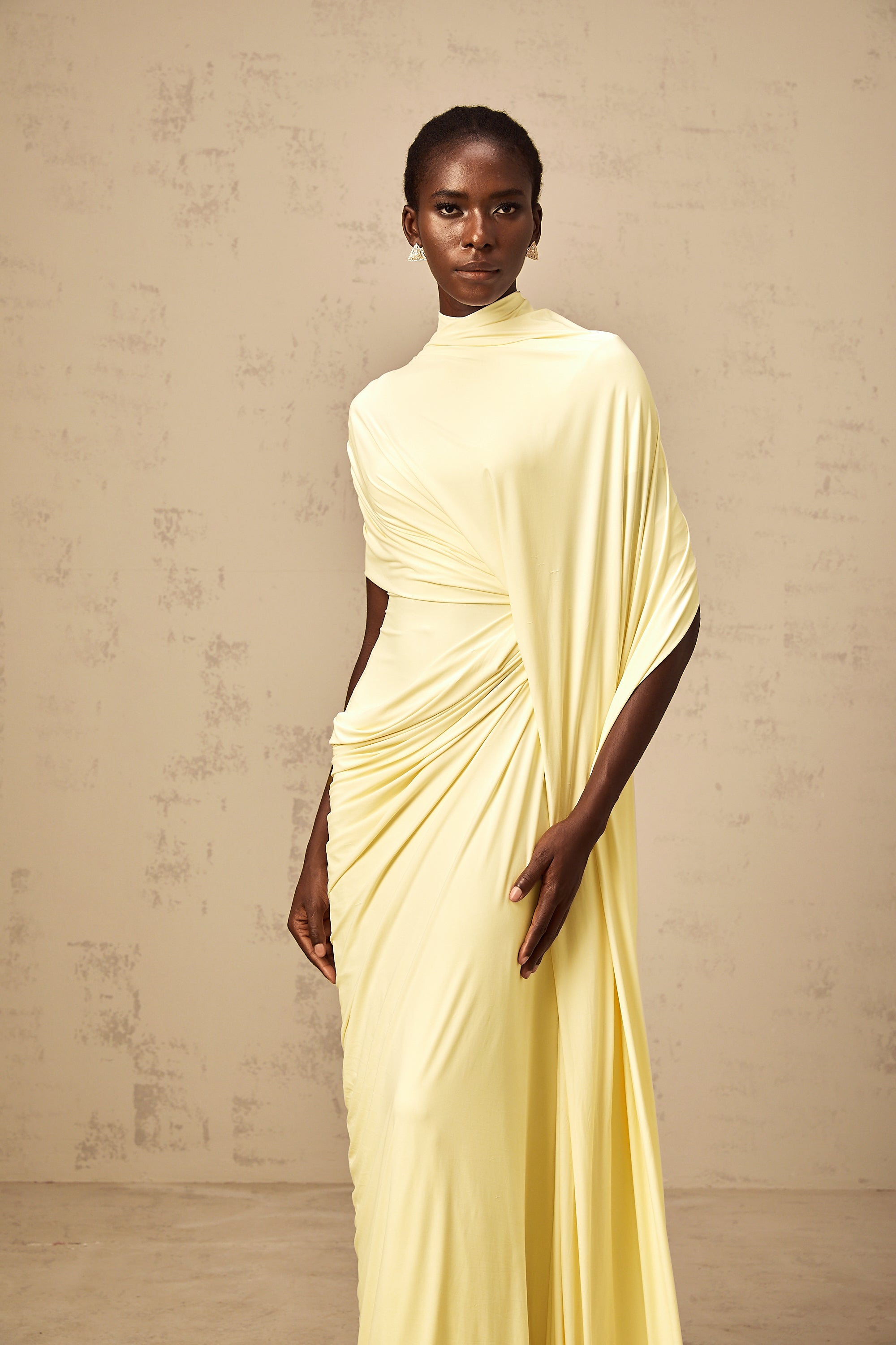 Fenella asymmetrical draped cape & dress matching set
