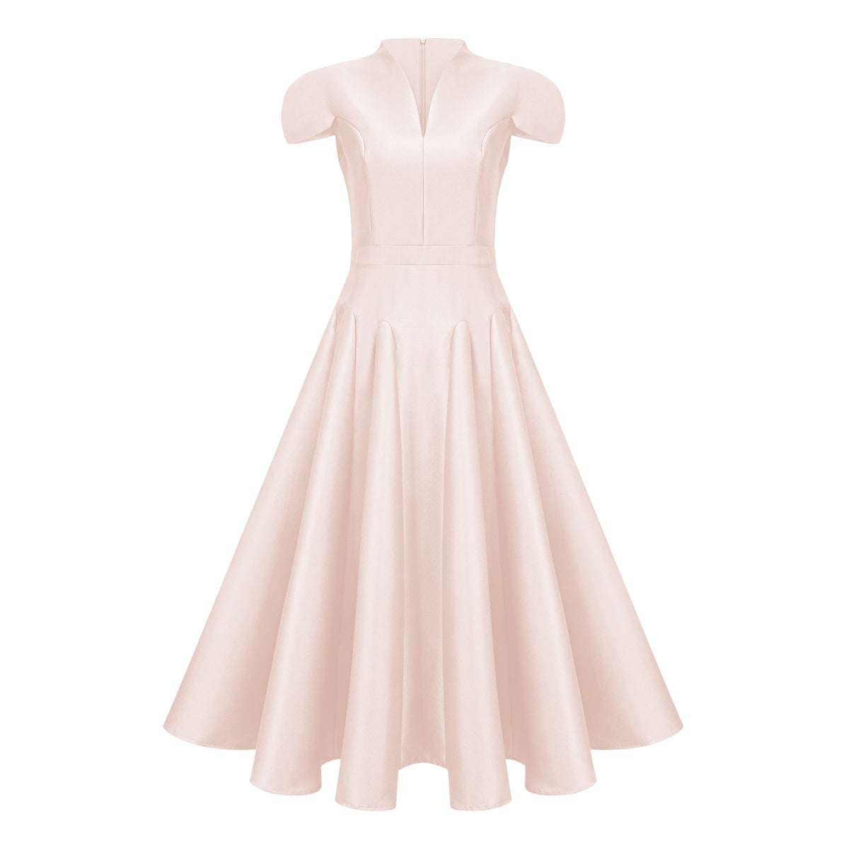 Aventin Pink Godet Design Midi Dress