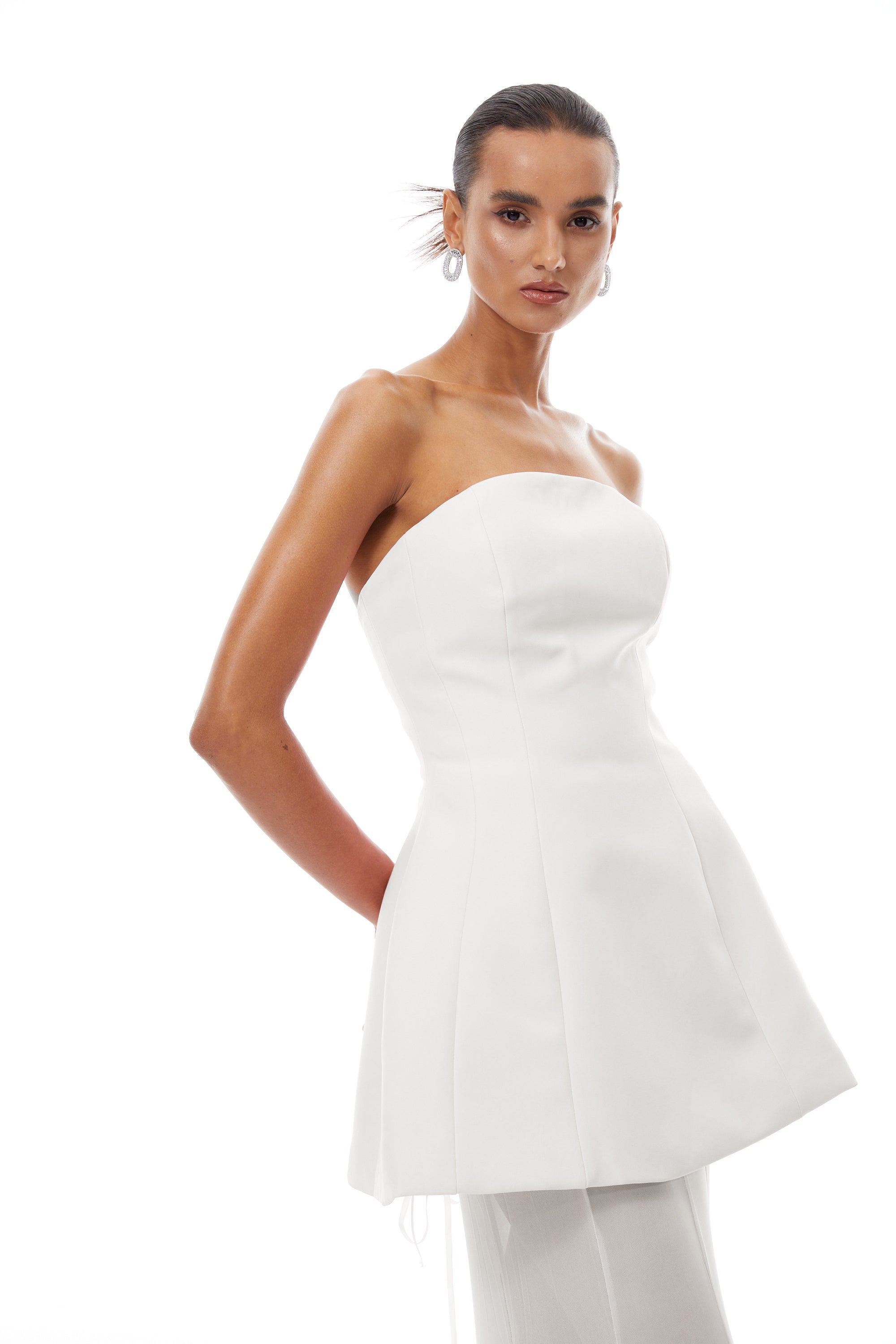 Mélanie White Corset Dress & Mesh Skirt Set