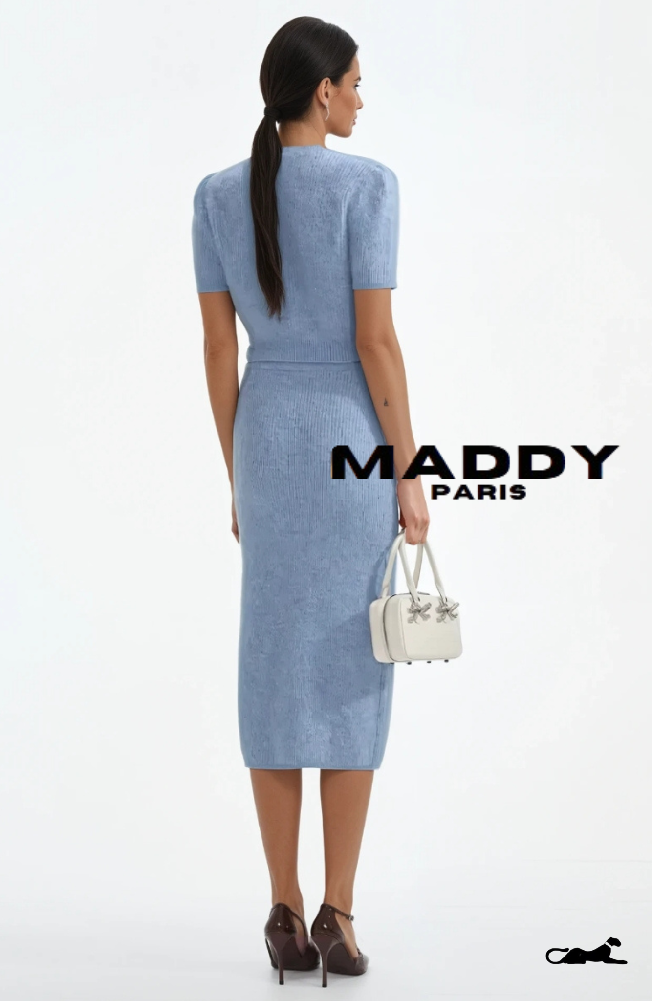 ISABELLA CASHMERE MIDI SKIRT SET – BABY BLUE