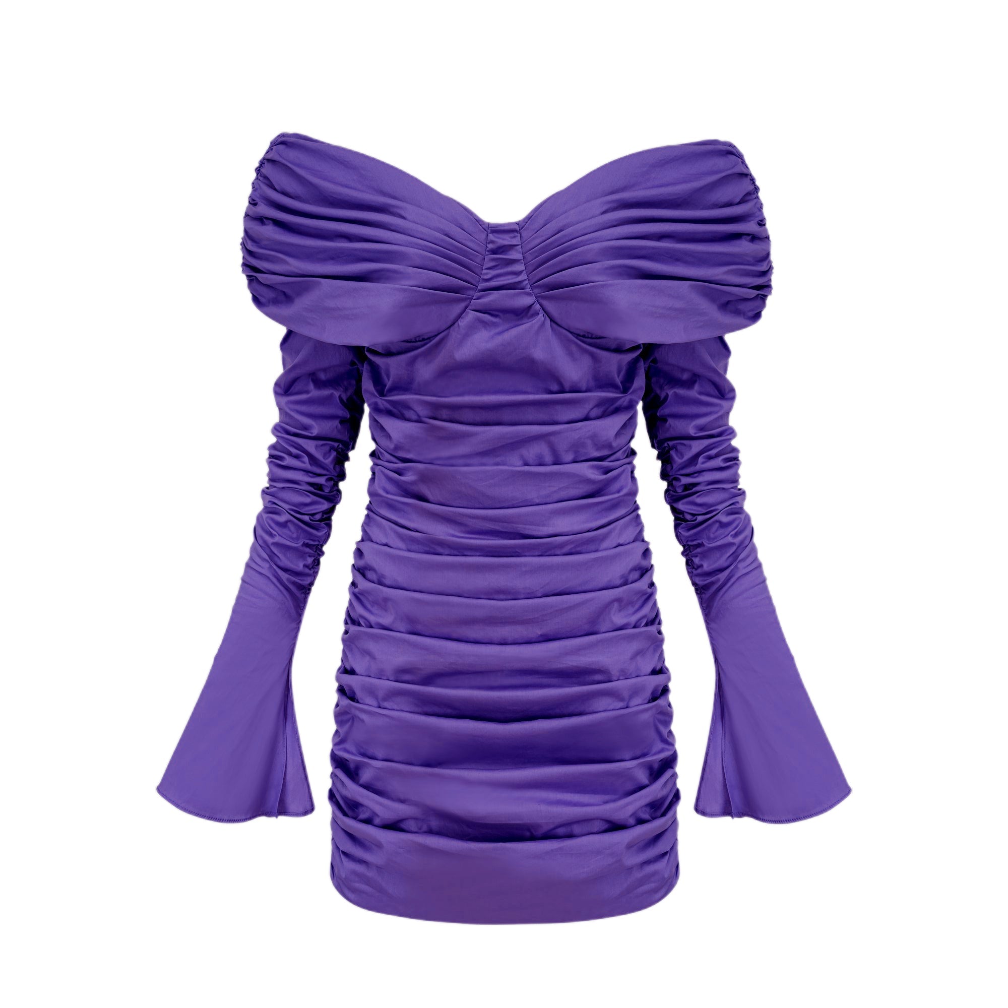 Apolline purple off-shoulder ruched mini dress (Final Sale-US Only)