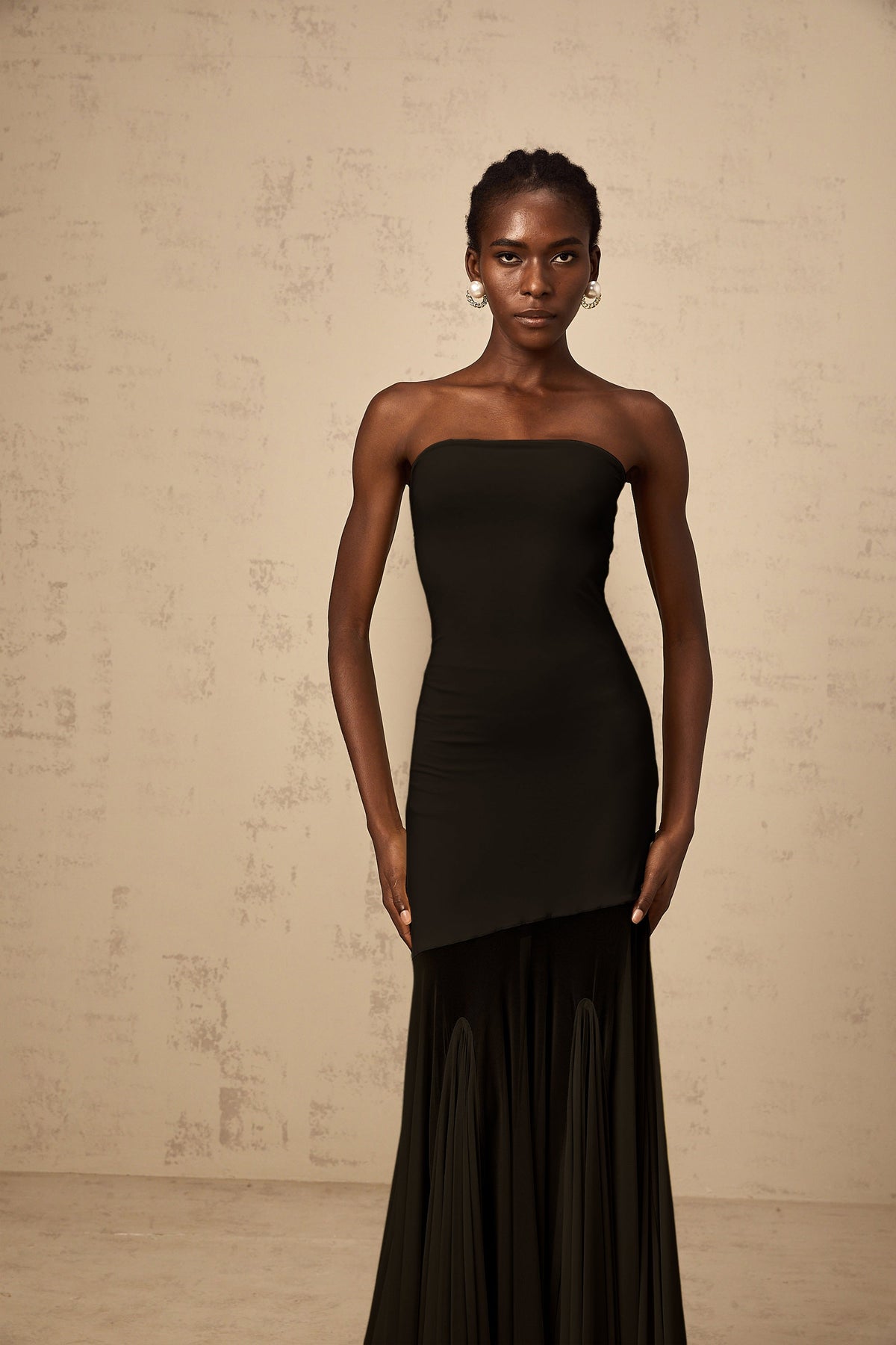 Josiane Black Off-shoulder Sheer Tulle Maxi Dress (Final Sale-US Only)
