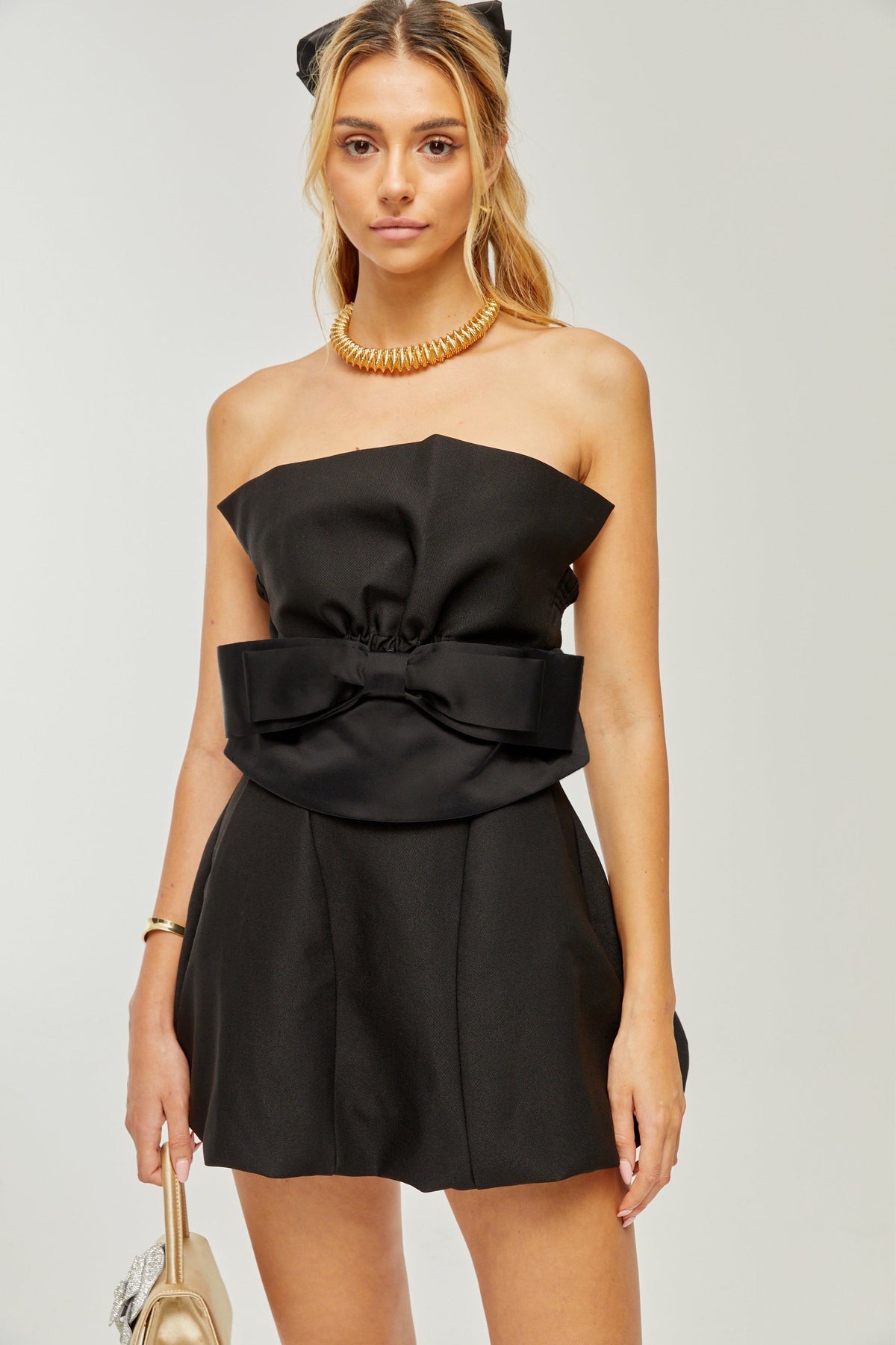 Caribe bowknot off-shoulder mini dress