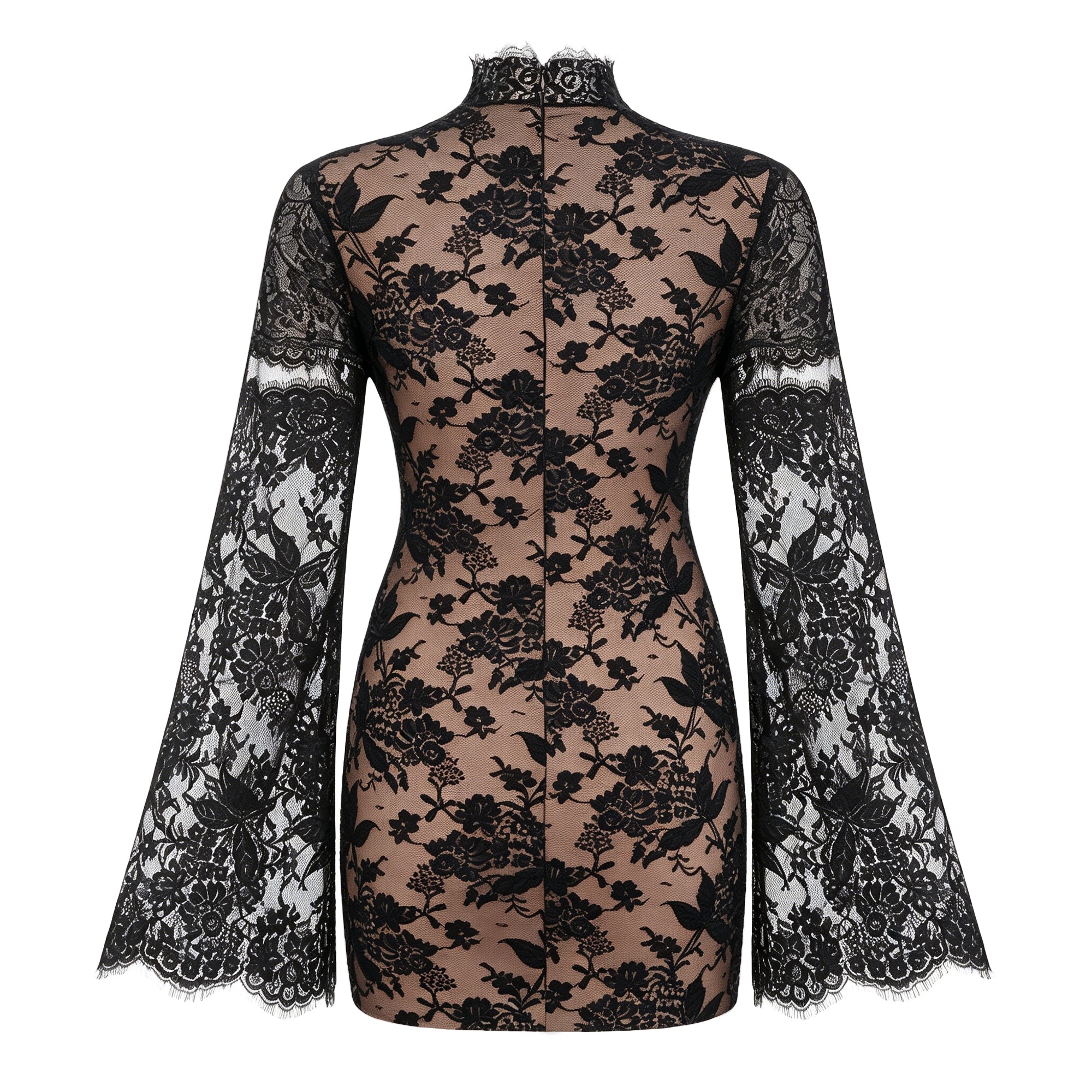 Bulelwa Black Semi-Sheer Floral Lace Mini Dress (Final Sale-US Only)
