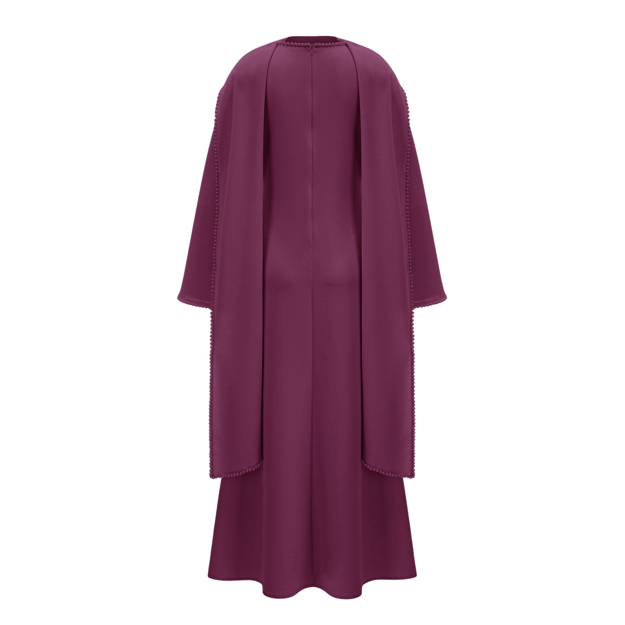 Piroska Purple Pearl Trim Shawl Detail Maxi Dress (Final Sale-US Only)
