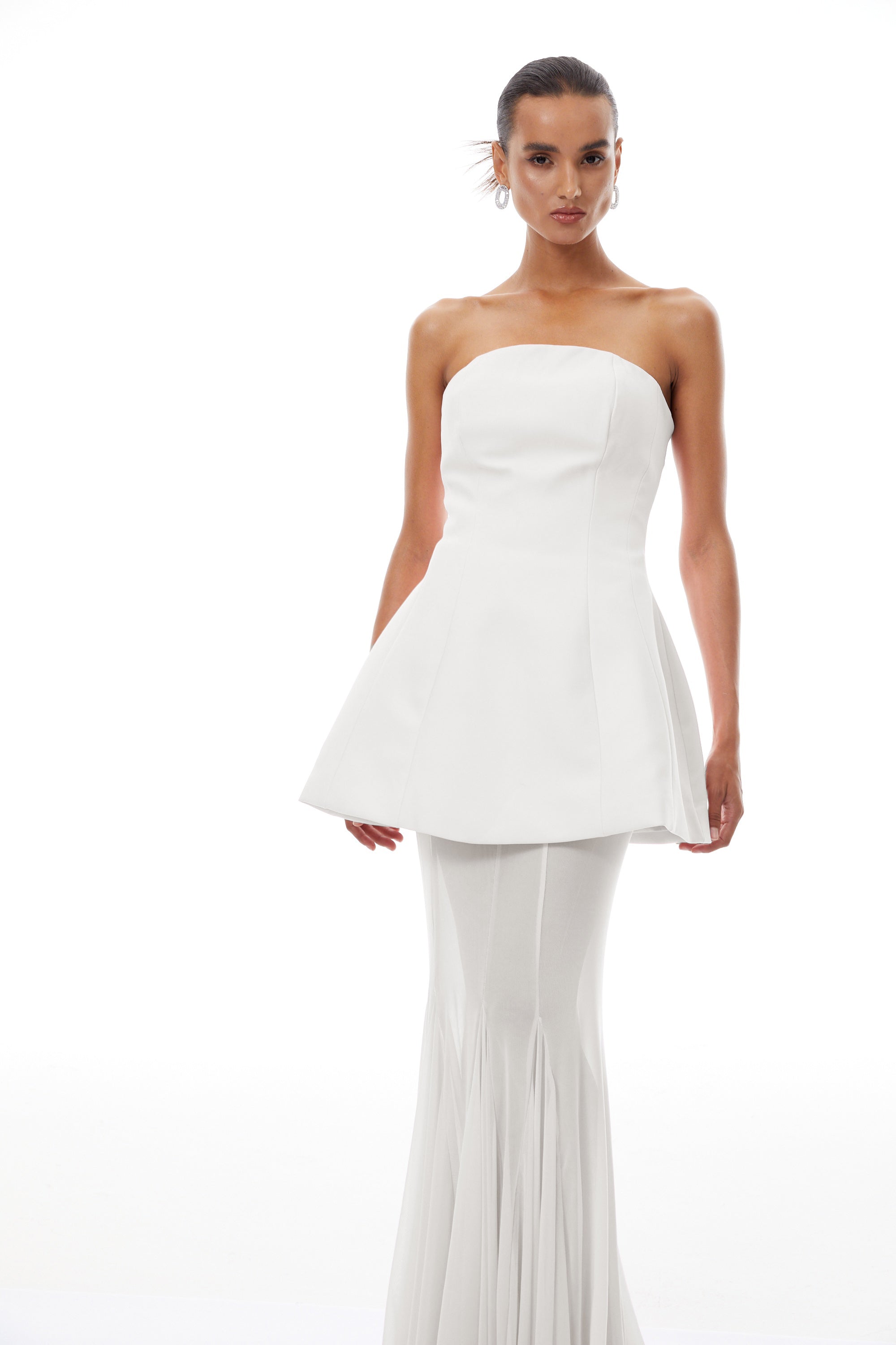 Mélanie White Corset Dress & Mesh Skirt Set