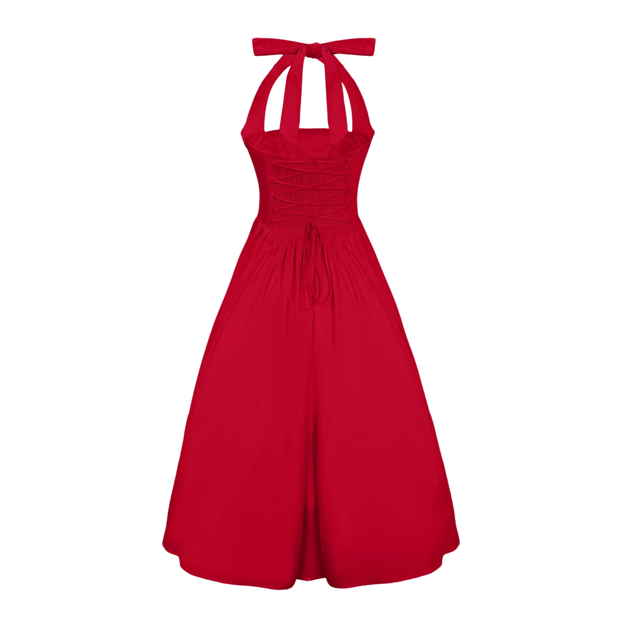 Eponine Red Layered Flared Hem Midi Dress (Final Sale-US Only)