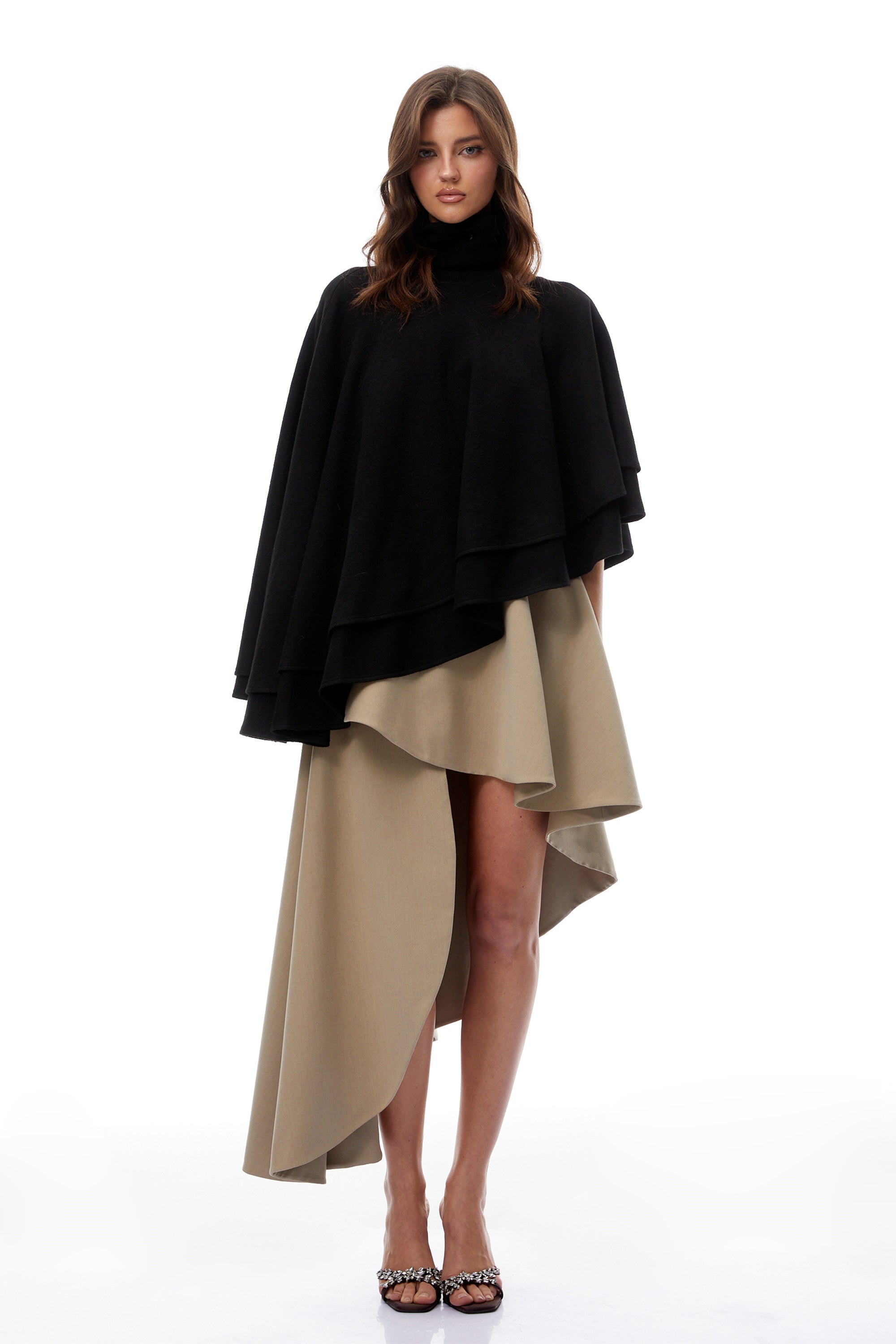 Filomena Grey Draped Asymmetrical Mini Skirt