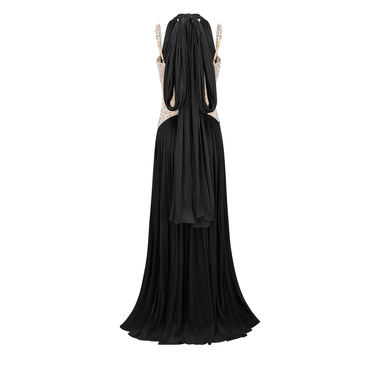 Gwenaëlle Black Rhinestone Panel Maxi Dress