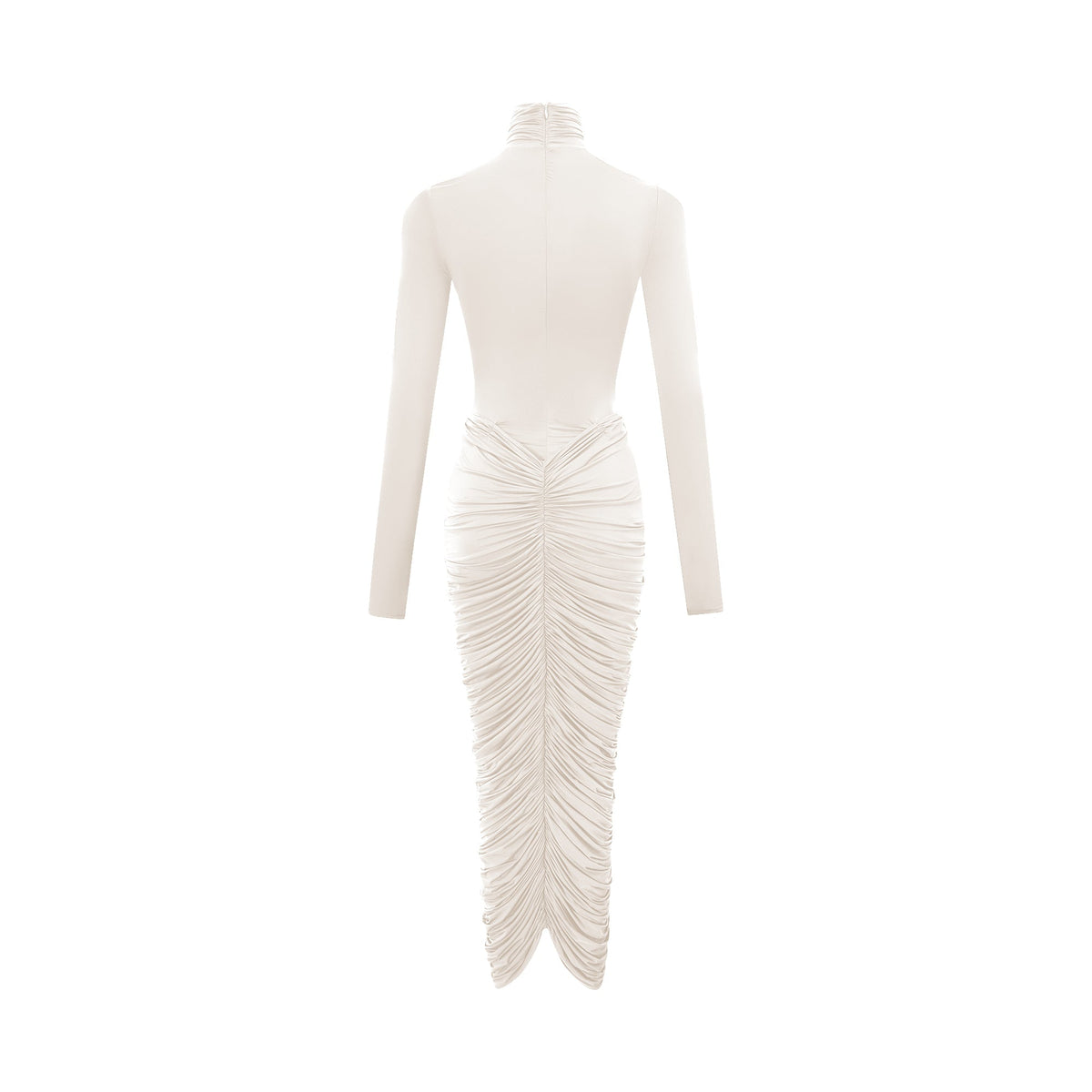 Charitina White Fitted Ruched Midi Dress (Final Sale-US Only)
