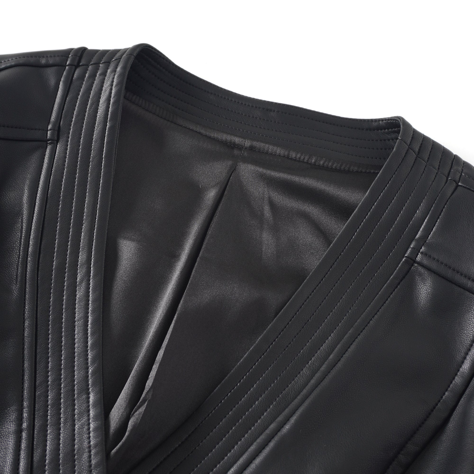 Amarante Black Double-Breasted Leather Mini Dress