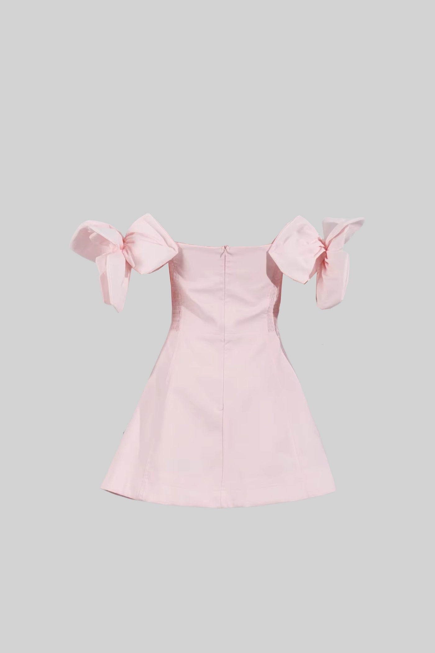 Off-Shoulder Mini Dress With Large Fabric Floral Accents - Pink