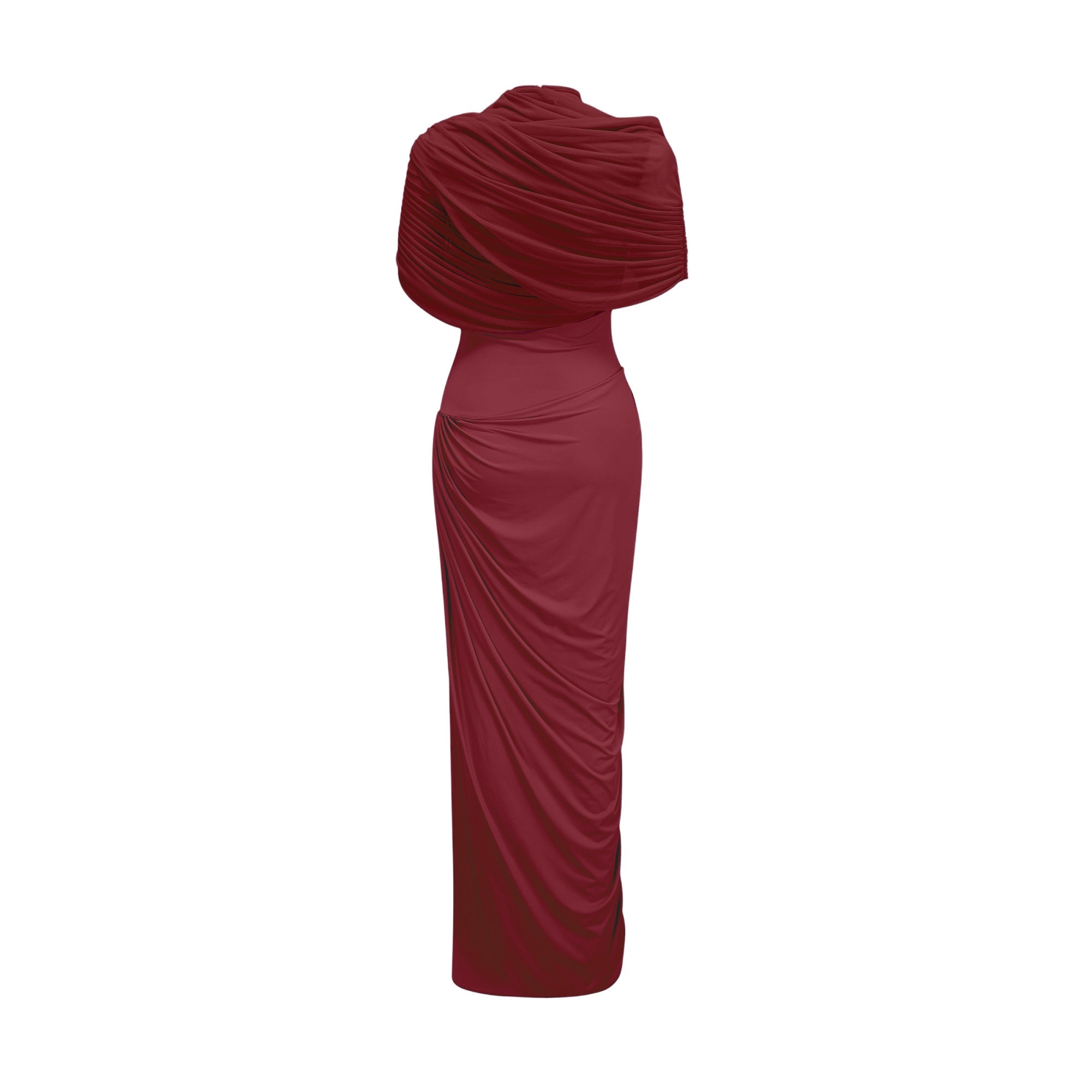 Catherine asymmetrical pleated maxi dress in Red (Final Sale)
