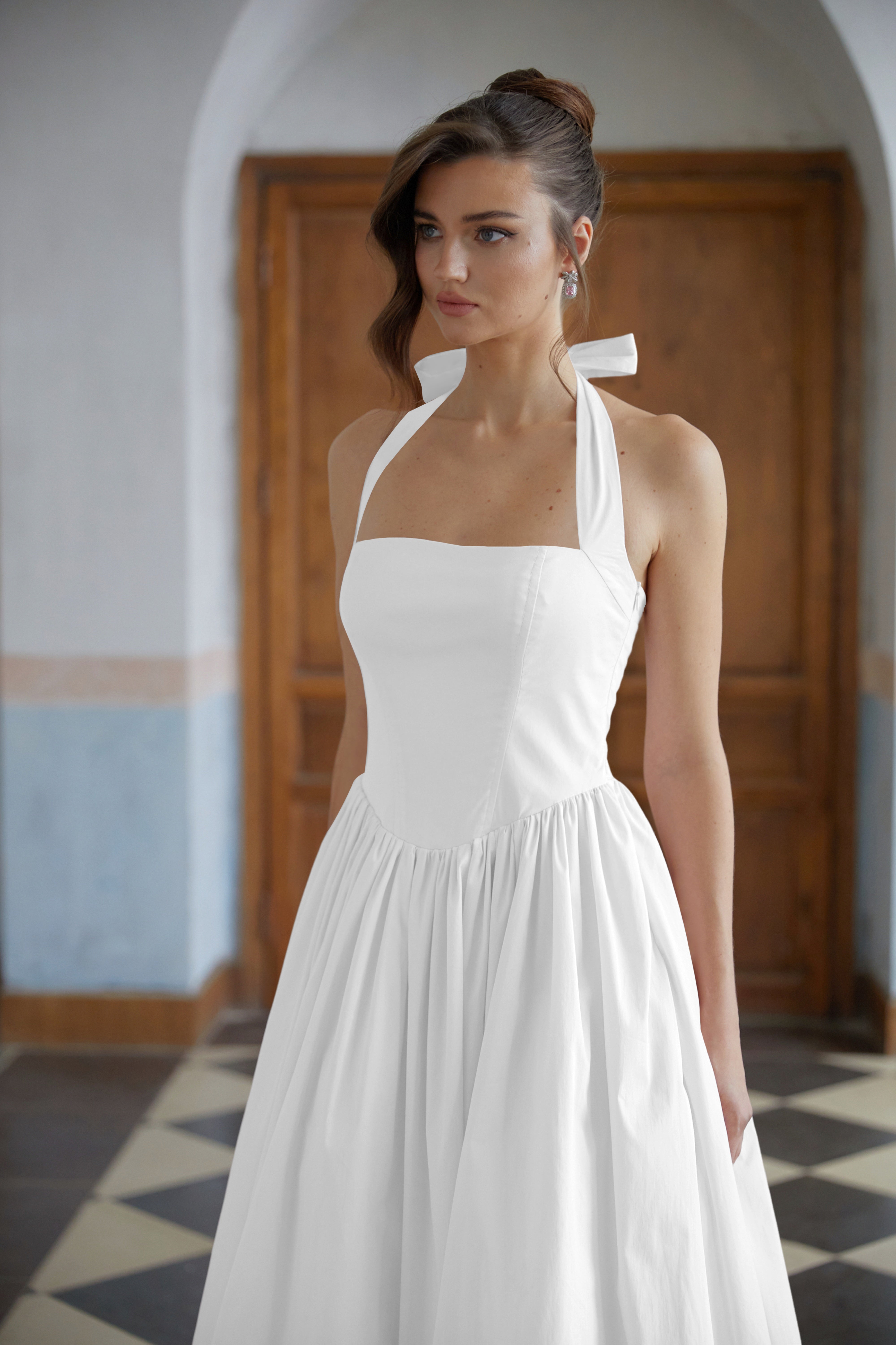 Eponine White Layered Flared Hem Midi Dress (Final Sale-US Only)